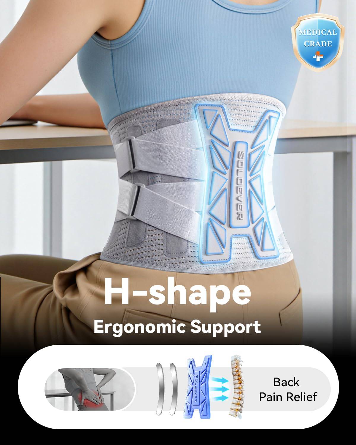 SOLDEVER Back Brace - H-Shape Support (NEW, Small) - photo 2