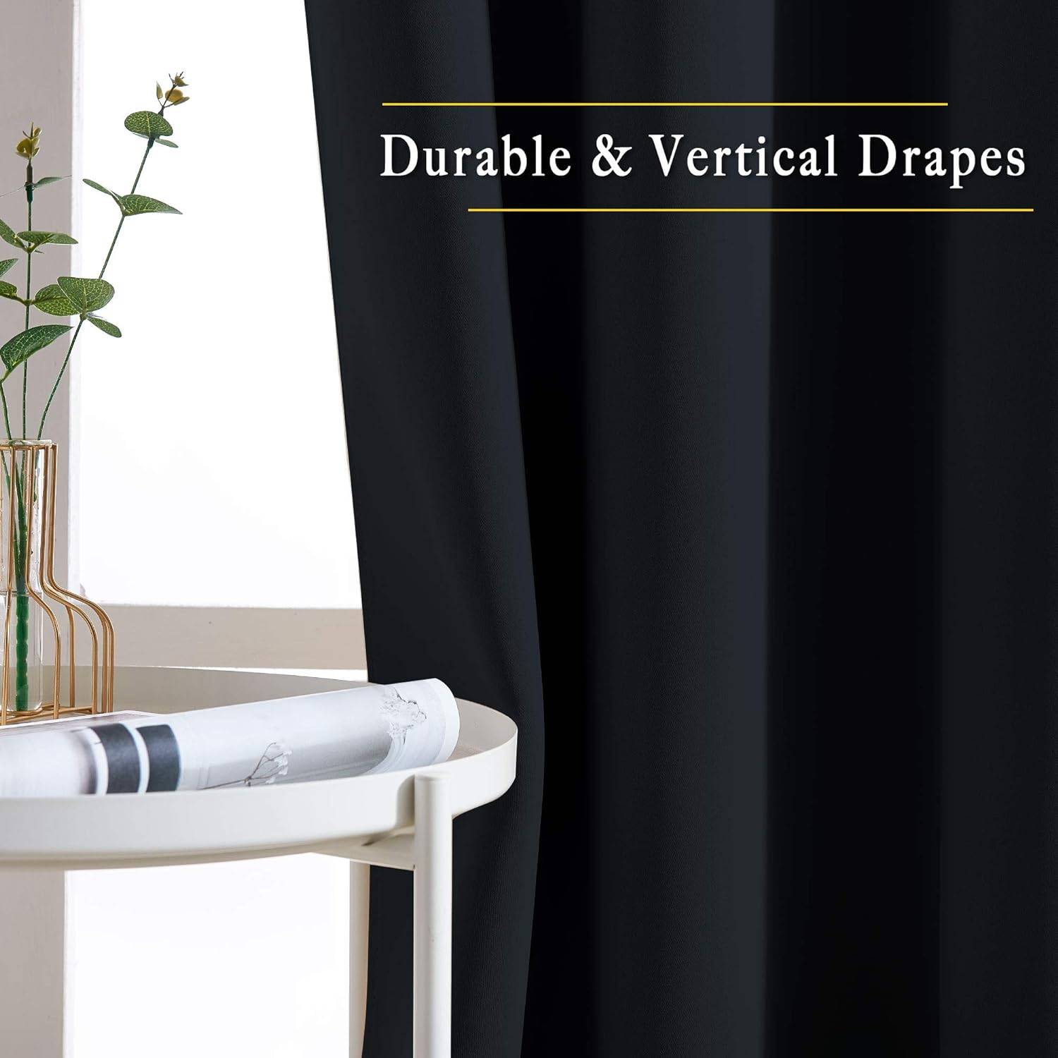 Blackout Curtains - Black, Grommet Top - photo 2