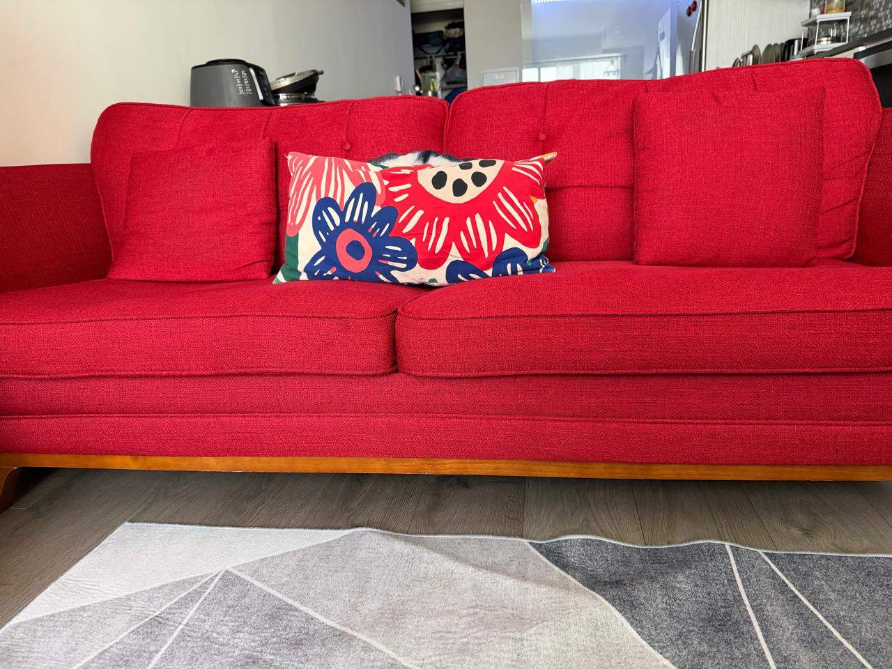 Red Sofa Couch with 3 free pillows - photo 5