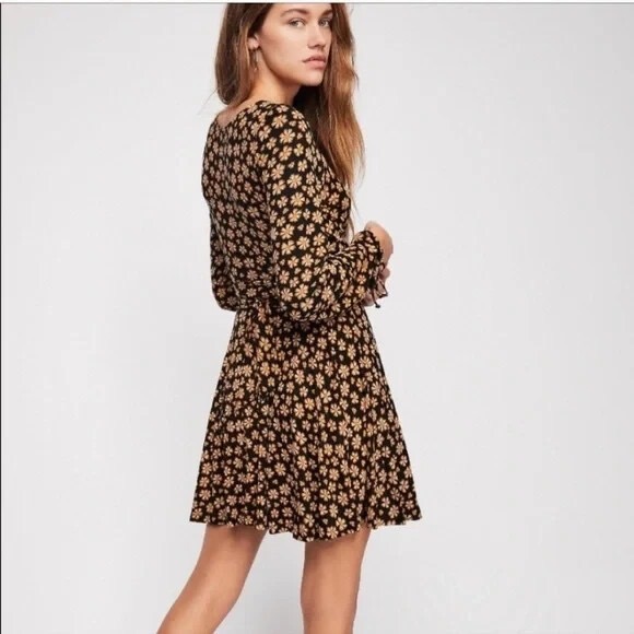 🧡 Free People XS TP S Pradera Floral Faux Wrap Midi Dress - photo 5