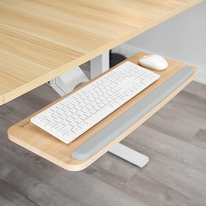 New  VIVO Adjustable Computer Keyboard and Mouse Tray Light Wood