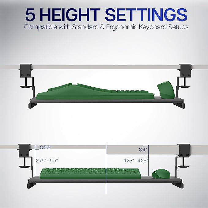 New VIVO Large Height Adjustable Under Desk Keyboard Tray White - photo 4