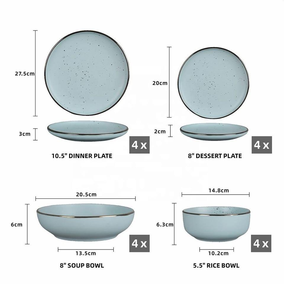 Blue 16 pcs dinner set-Stoneware - photo 3