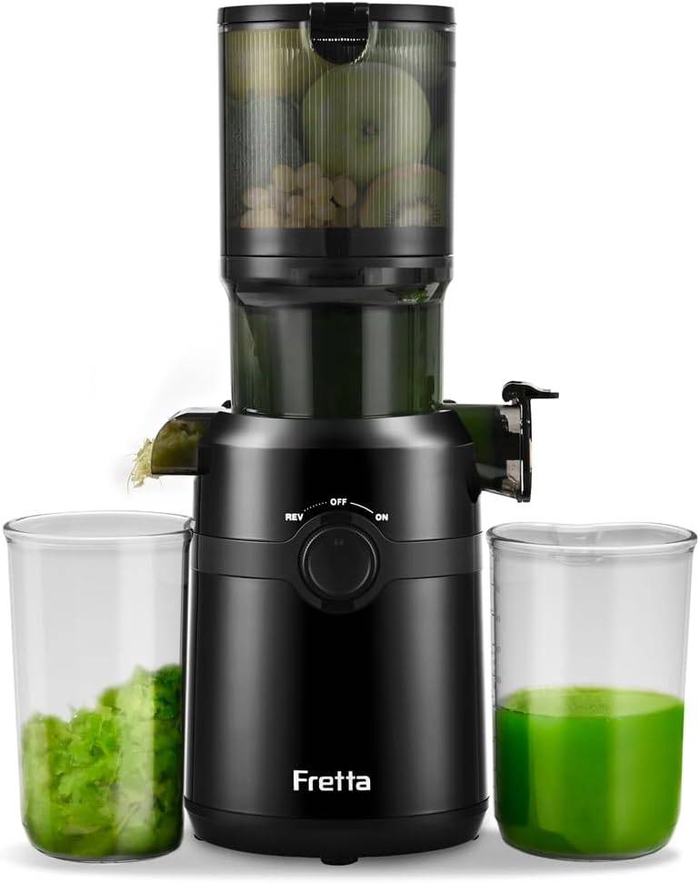 Fretta Cold Press Juicer Machine with 4.25" Large Feed Chute