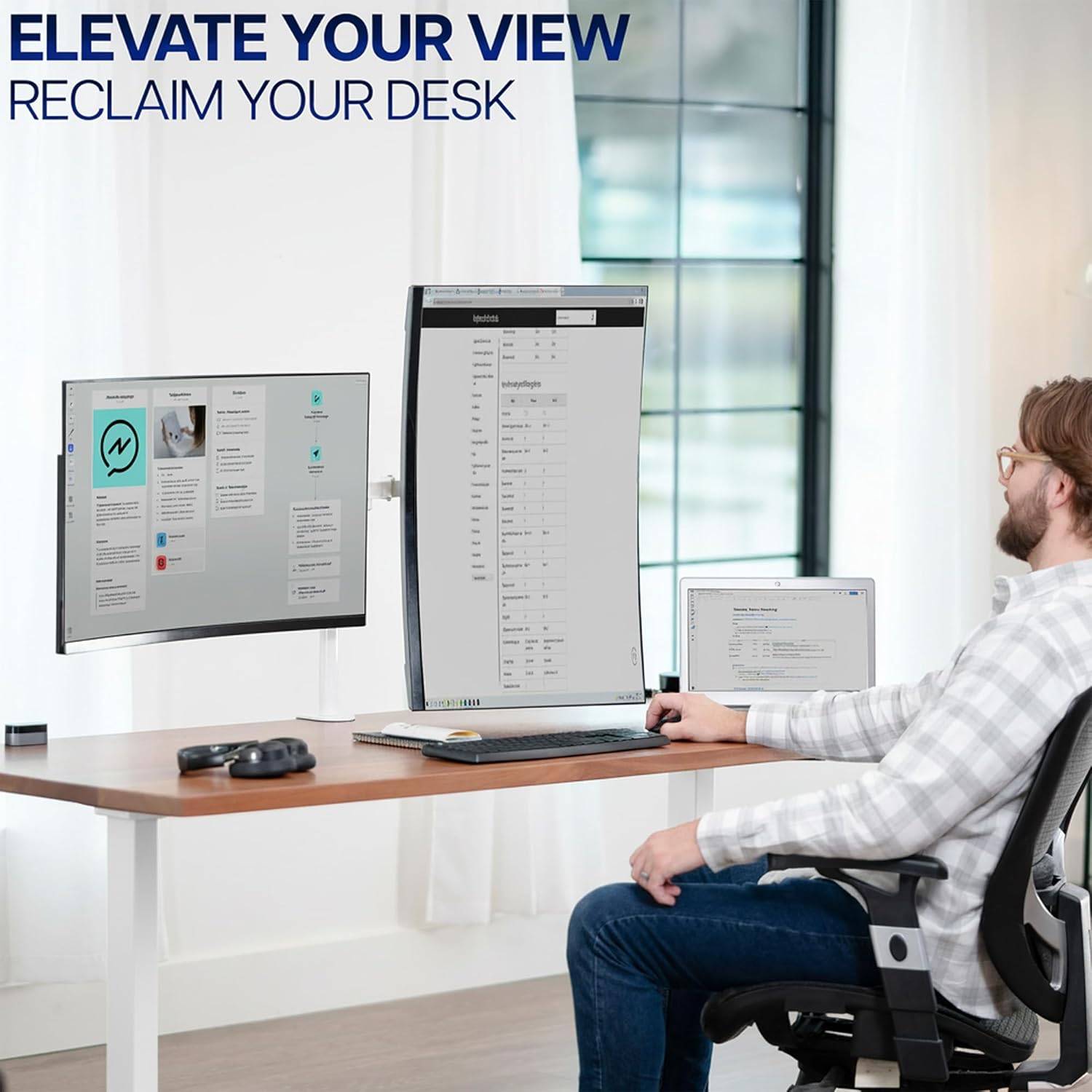 New VIVO Heavy Duty Dual White Dual Monitor Desk Mount - photo 2