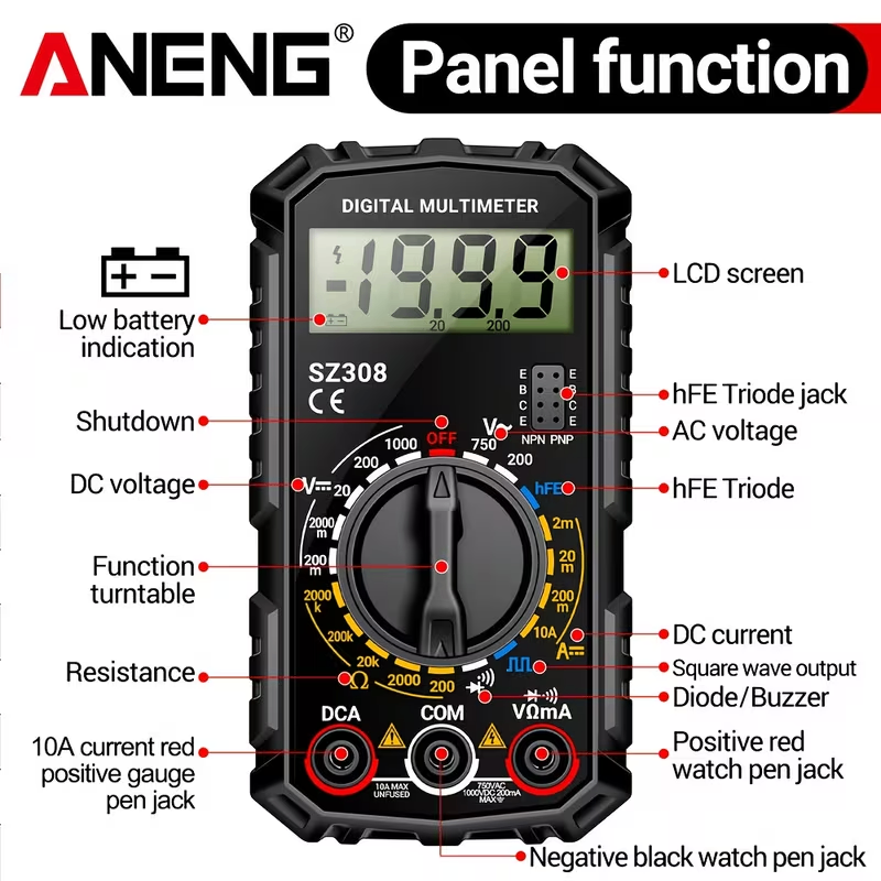 ANENG SZ308 Electrical Maintenance Mini Digital Multimeter - photo 2