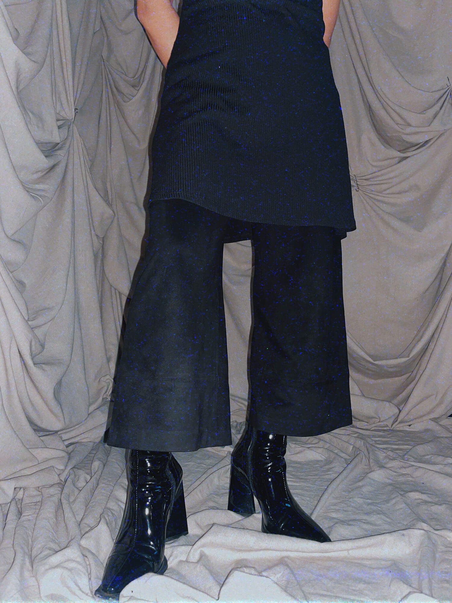 Suede Culottes * Black boxy wide leg capri pants - photo 5