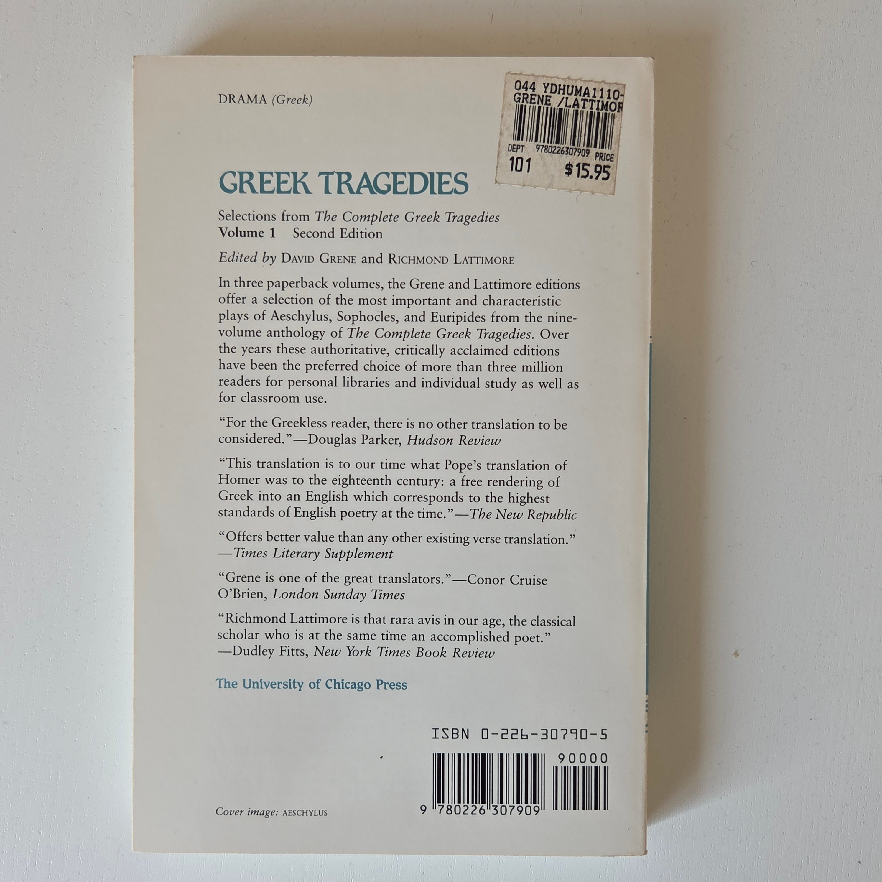 Greek Tragedies Vol 1 2nd Ed Paperback (1992) - photo 2