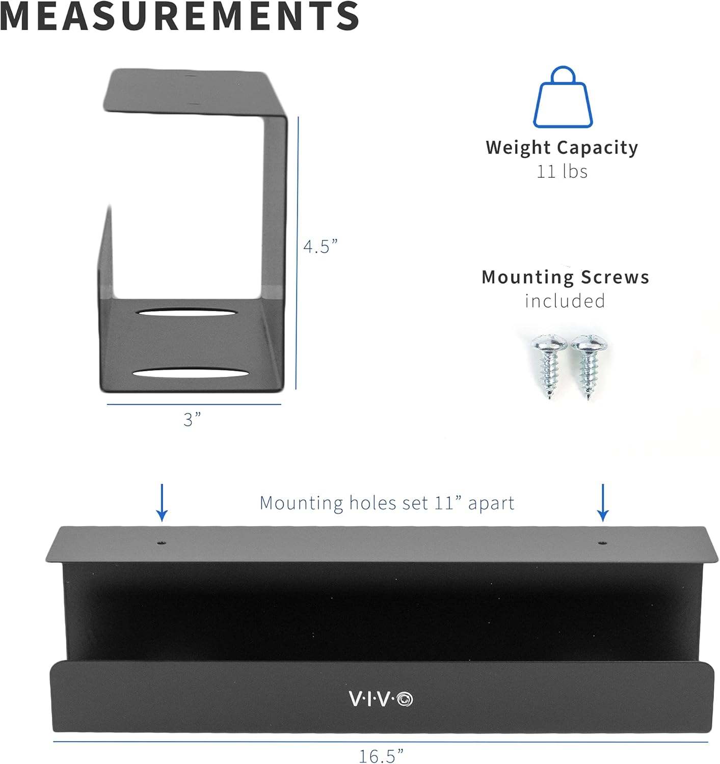 New  VIVO Under Desk Black 17 inch Cable Management Tray - photo 5
