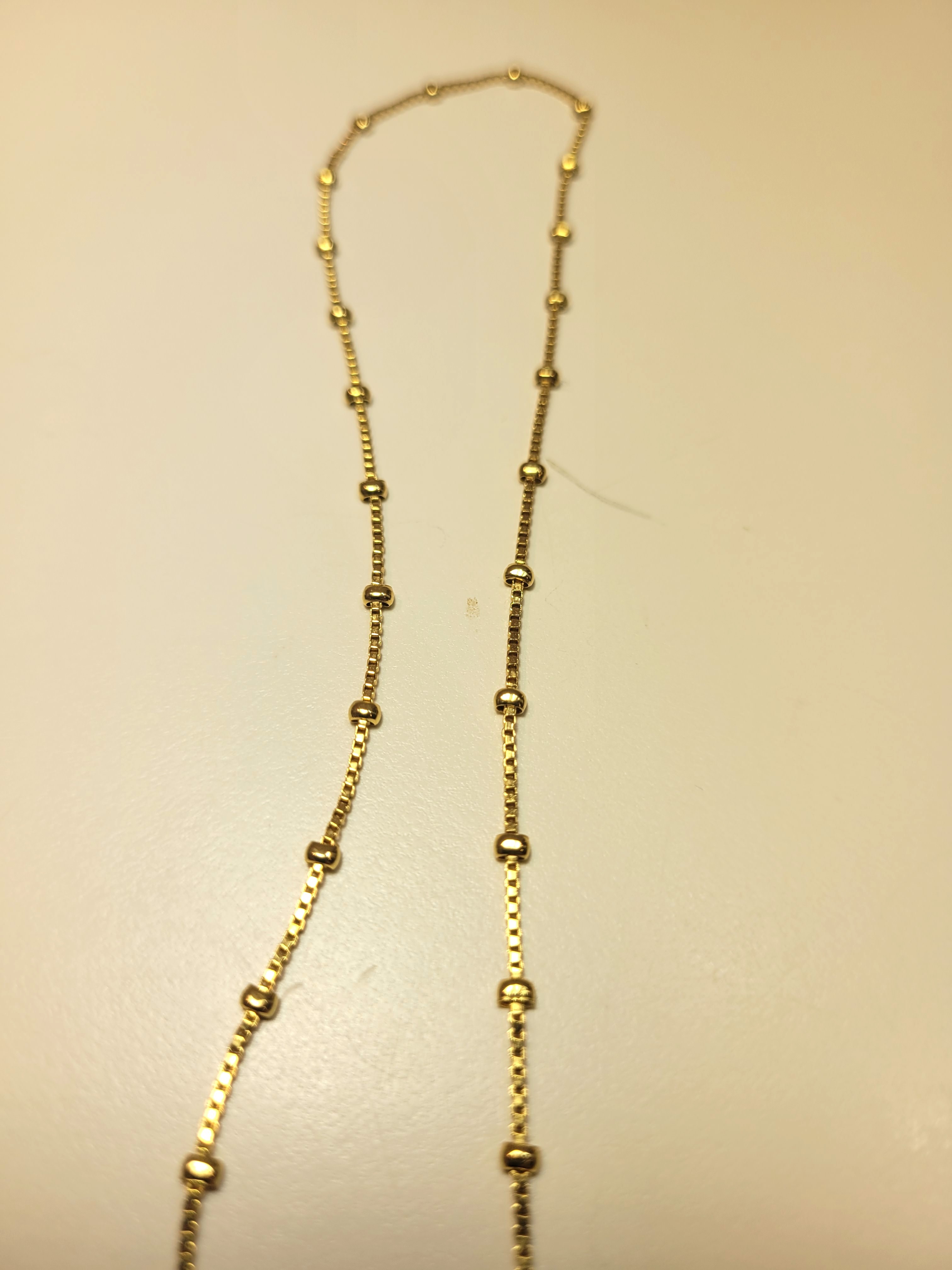 1982 NAPIER Gold Tone Station Bead Box Chain Necklace 19” Signed - photo 4