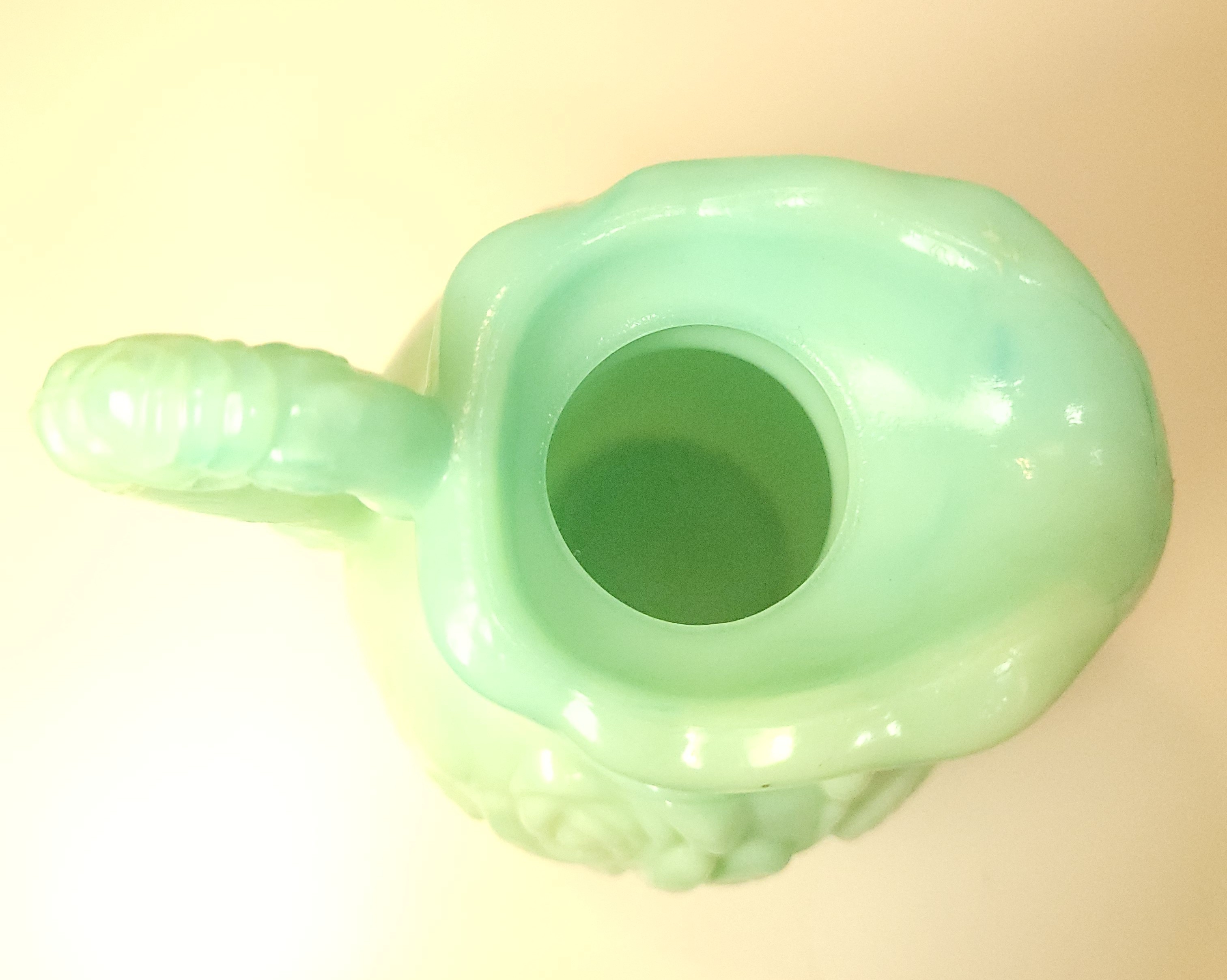 Vintage 1971 Avon Victoriana Green Slag Glass Rose Pitcher 4.5" - photo 5