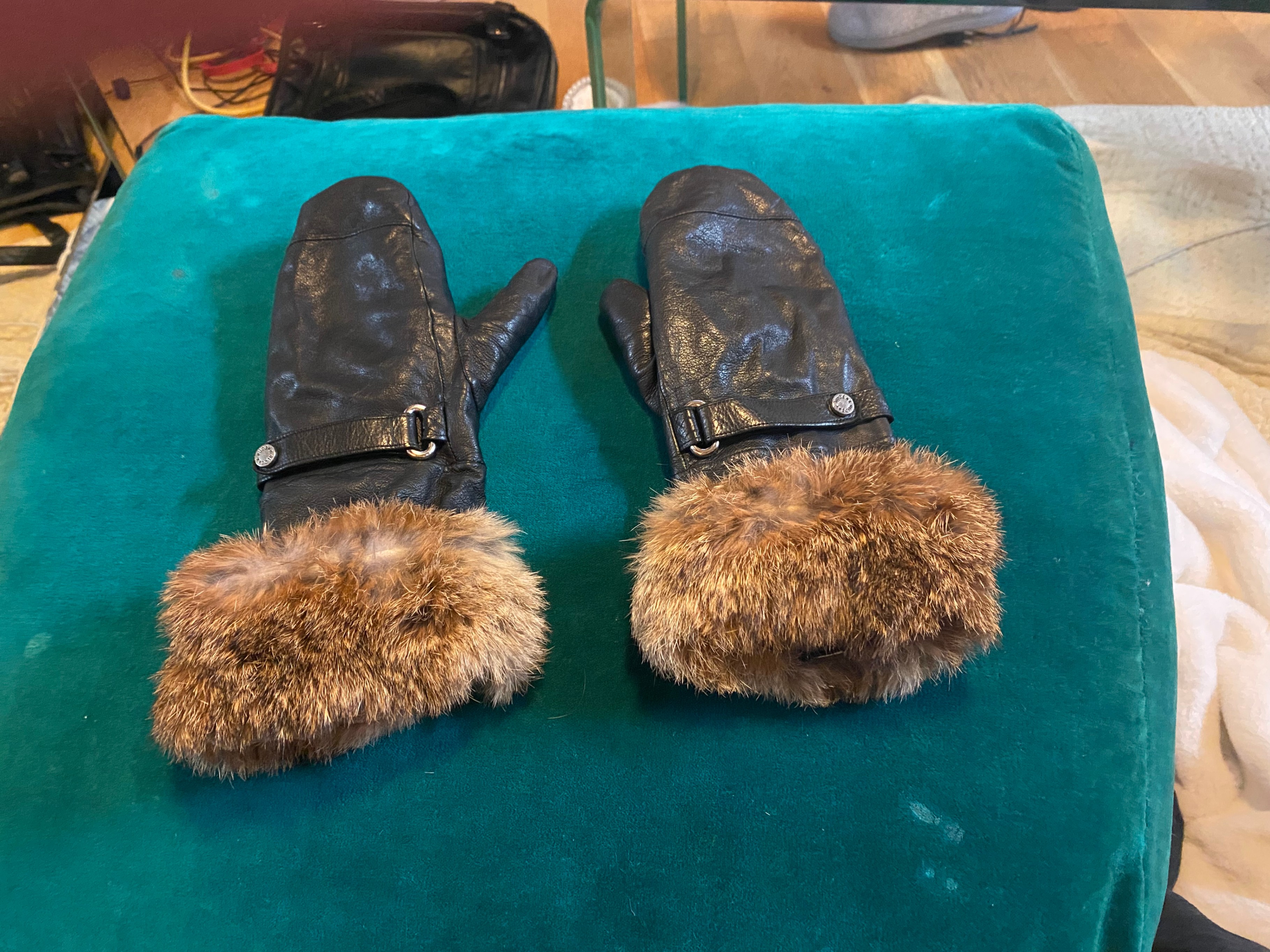 Rudsak Leather and Fur Gloves