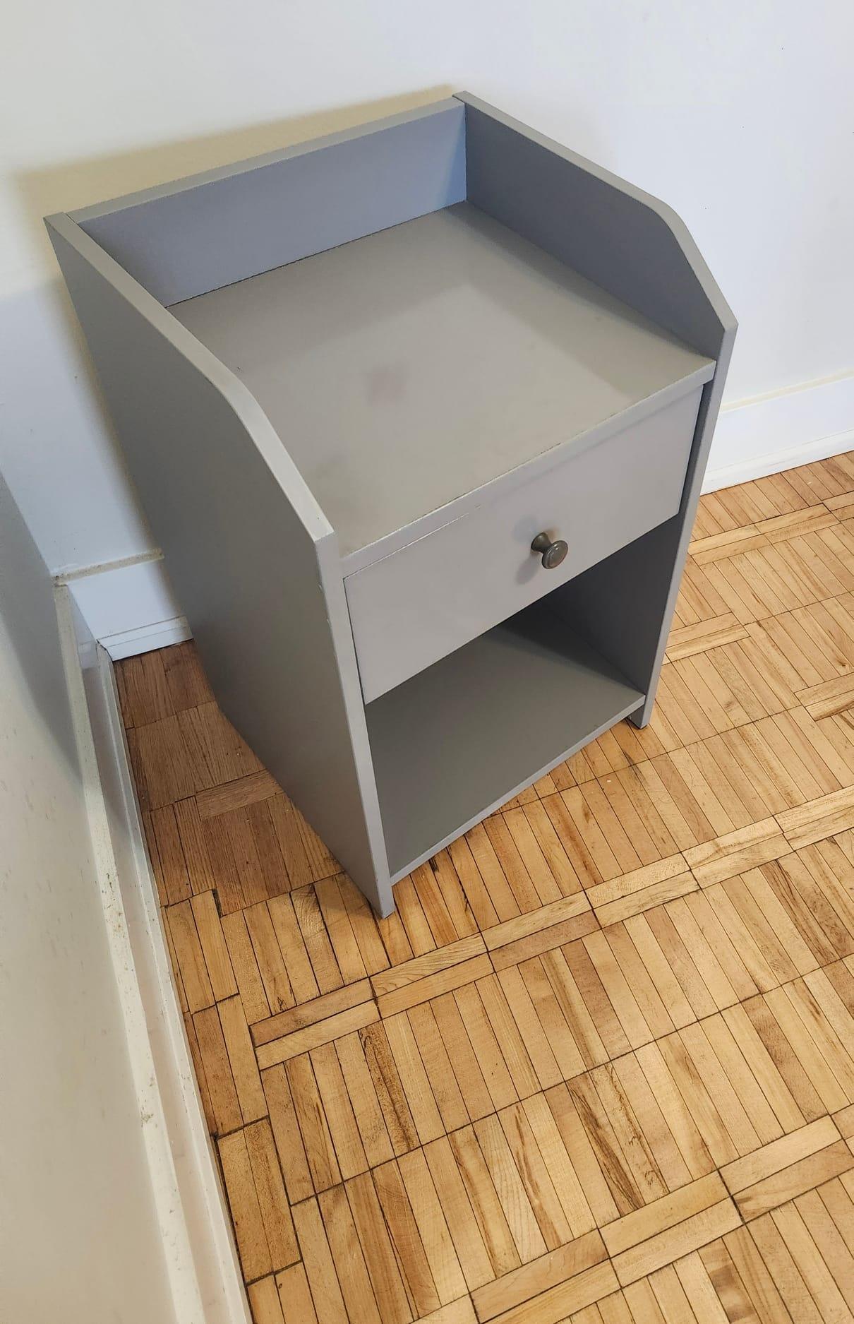 Grey Nightstand with Drawer - photo 2