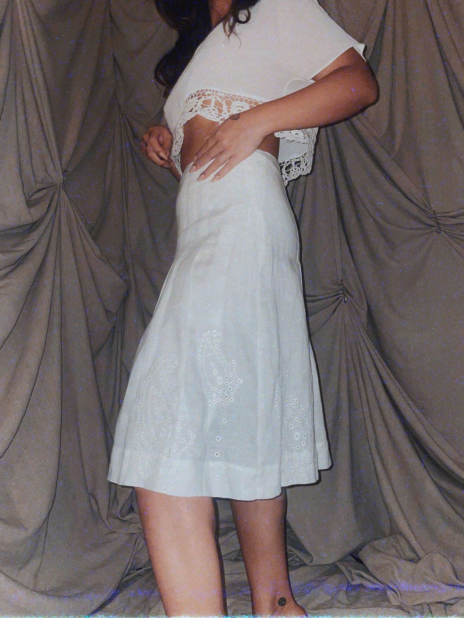 Vintage Paisley Skirt ★ white midi embroidered - photo 4