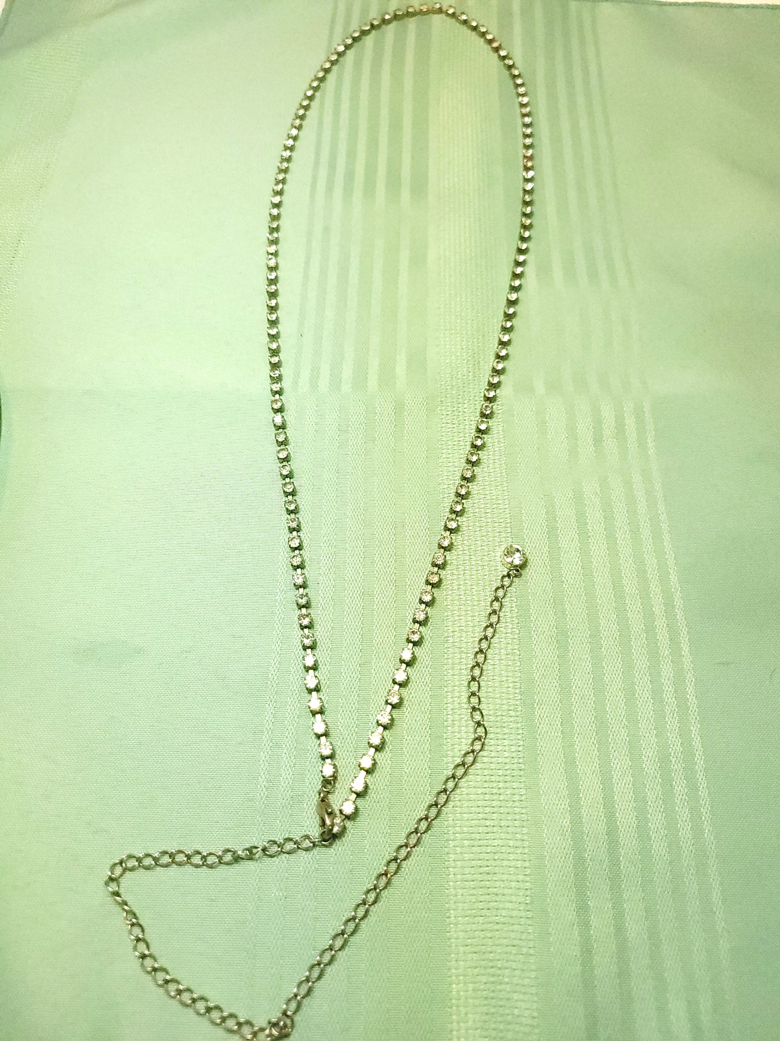 90s Rhinestone Chain Belt 40" Silver Tone Crystal Wrap Necklace - photo 3