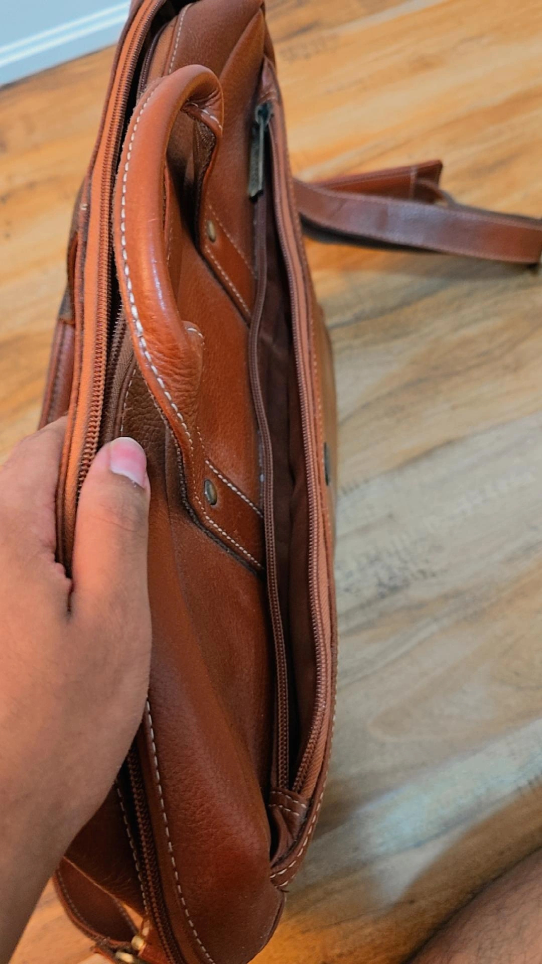 Leather Briefcase - Brown - photo 4