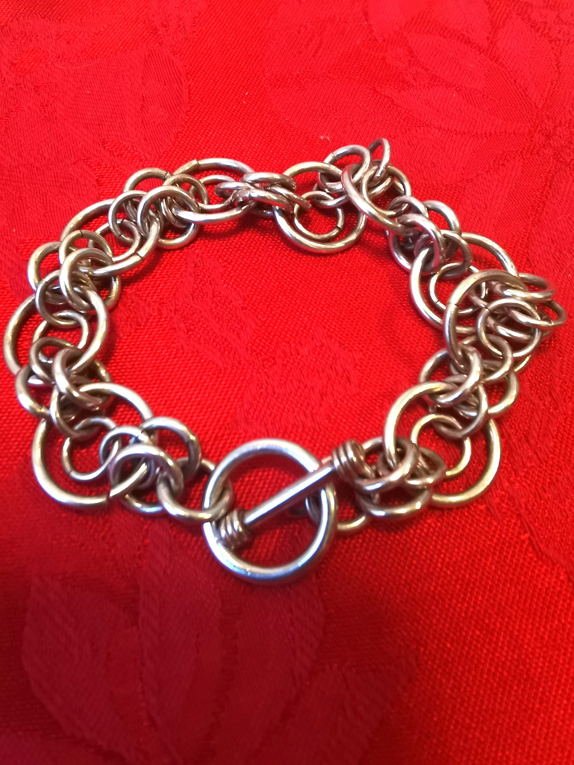 Heavy 39g Vintage Thai Sterling Silver Chainmail Bracelet - 8"