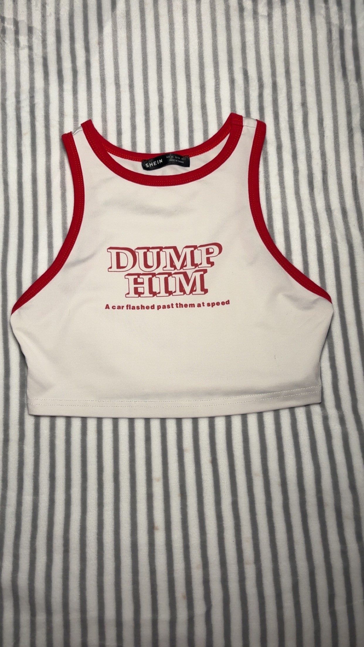 Red and white tank top