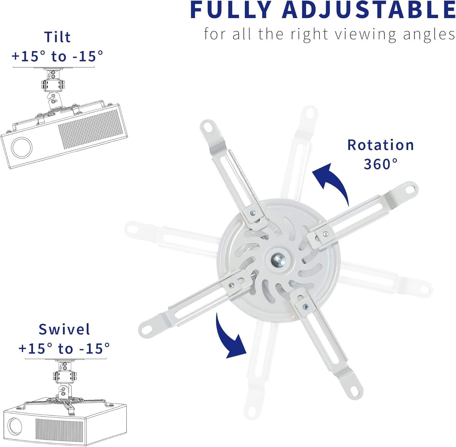 New VIVO White Adjustable Projector Ceiling Mount - photo 3
