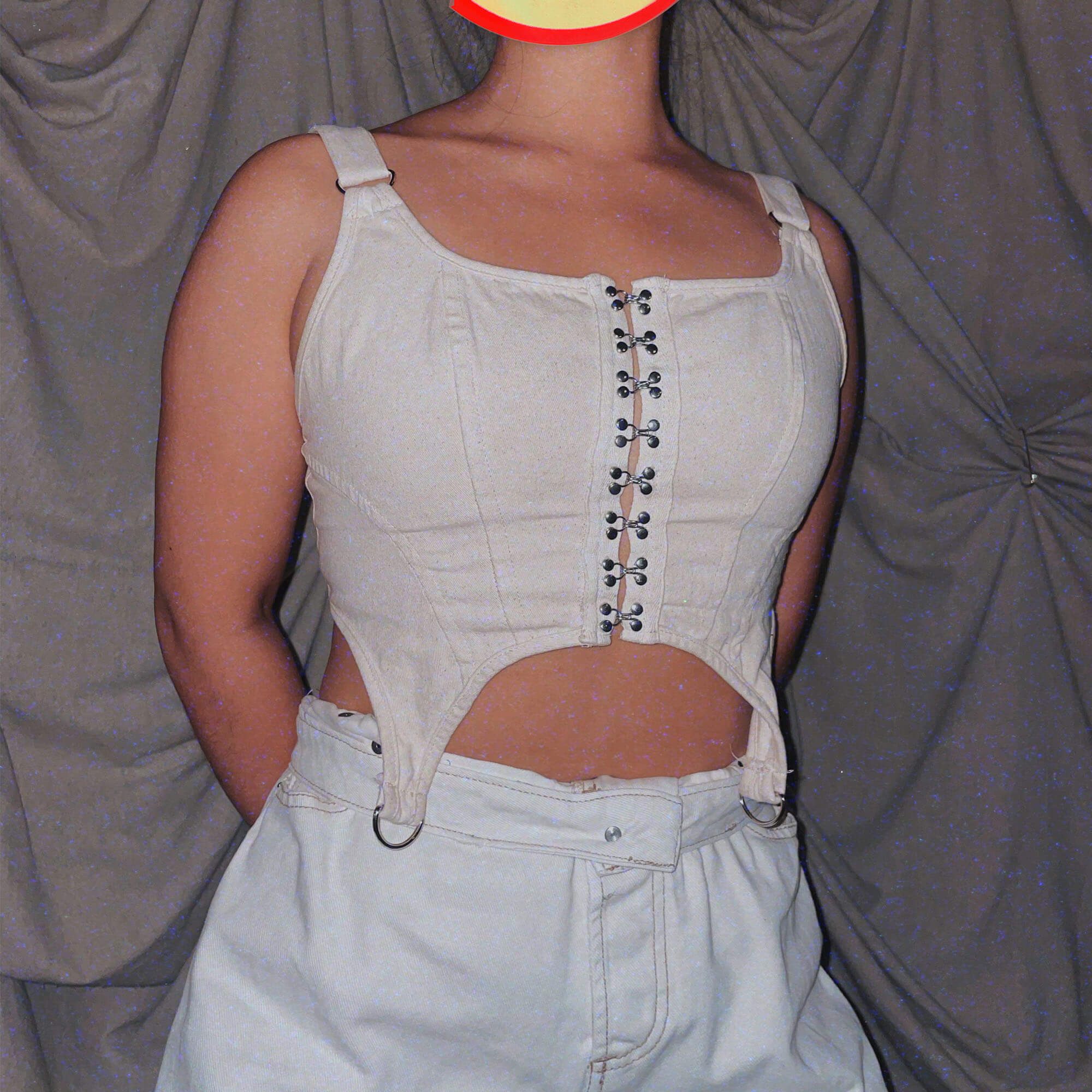 Canvas Corset Crop Top ★ off white tan tank / shirt