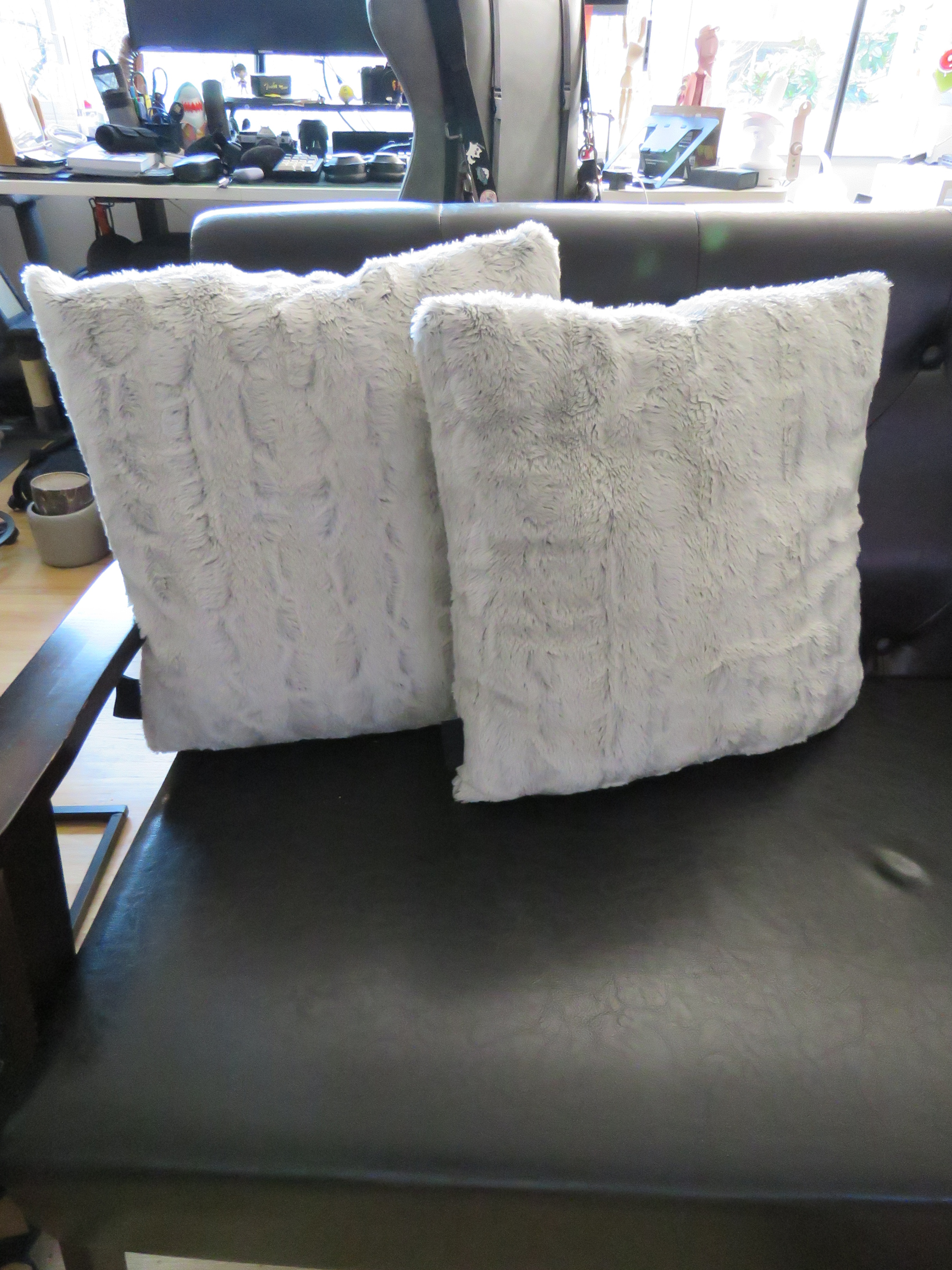 Faux Fur Throw Pillows – Set of 4 (2 Black & 2 Grey) - photo 2
