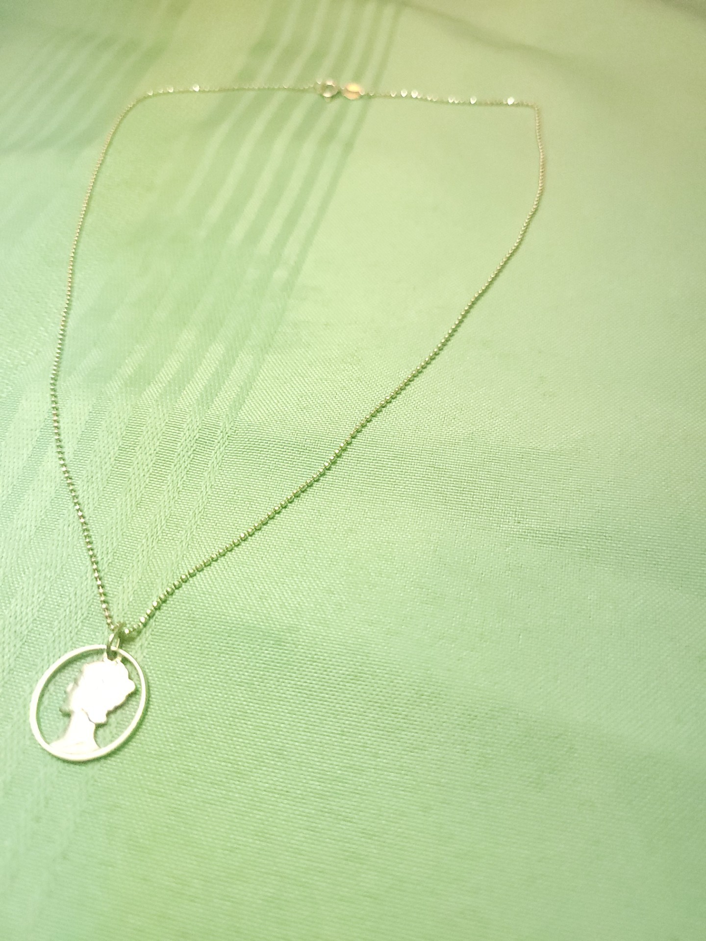 Vintage Hand Cut Mercury Dime Pendant Necklace Sterling Silver - photo 5