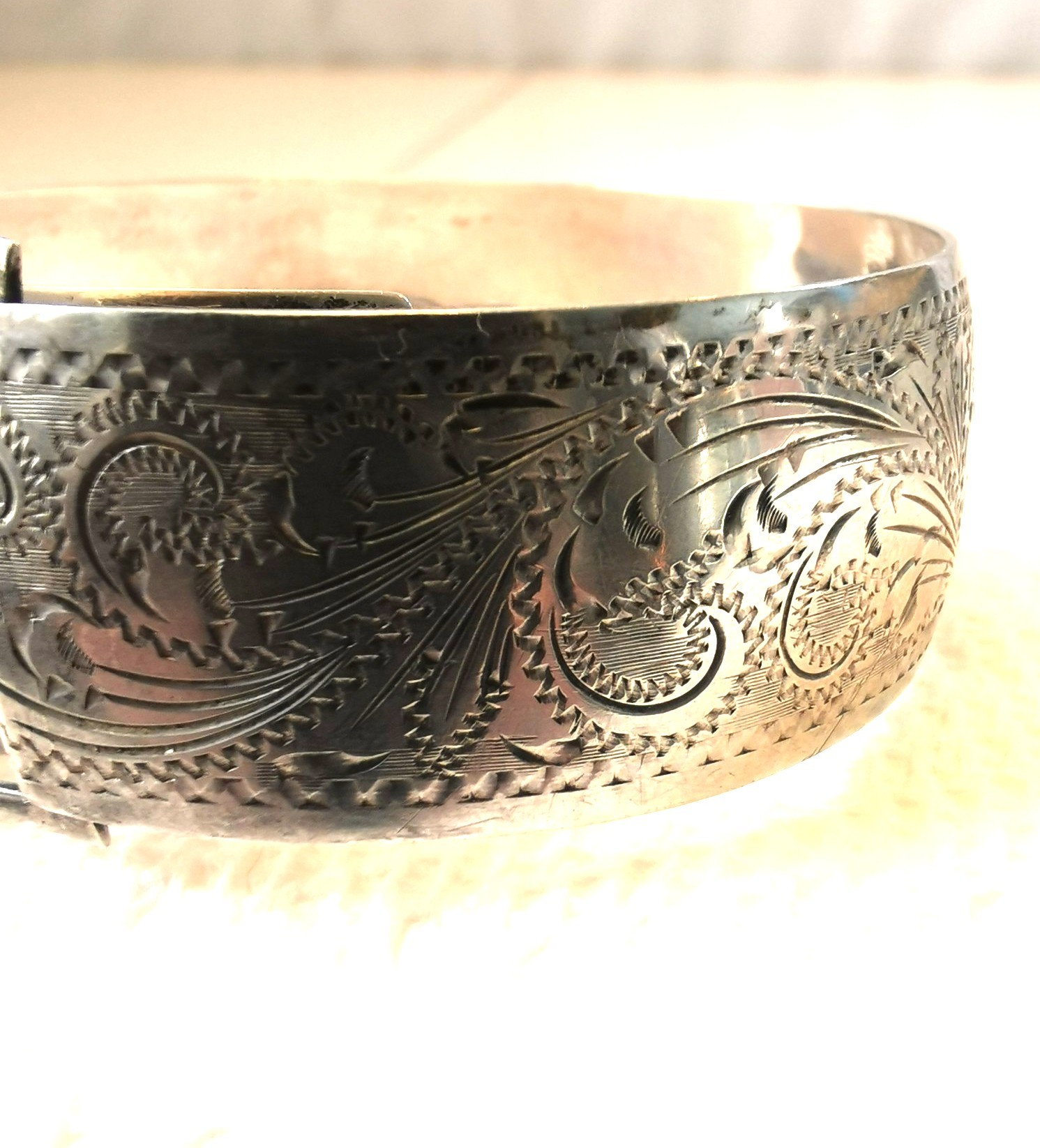 RARE Vintage E.C. Co Toronto Sterling Silver Buckle Bangle - 27g - photo 4