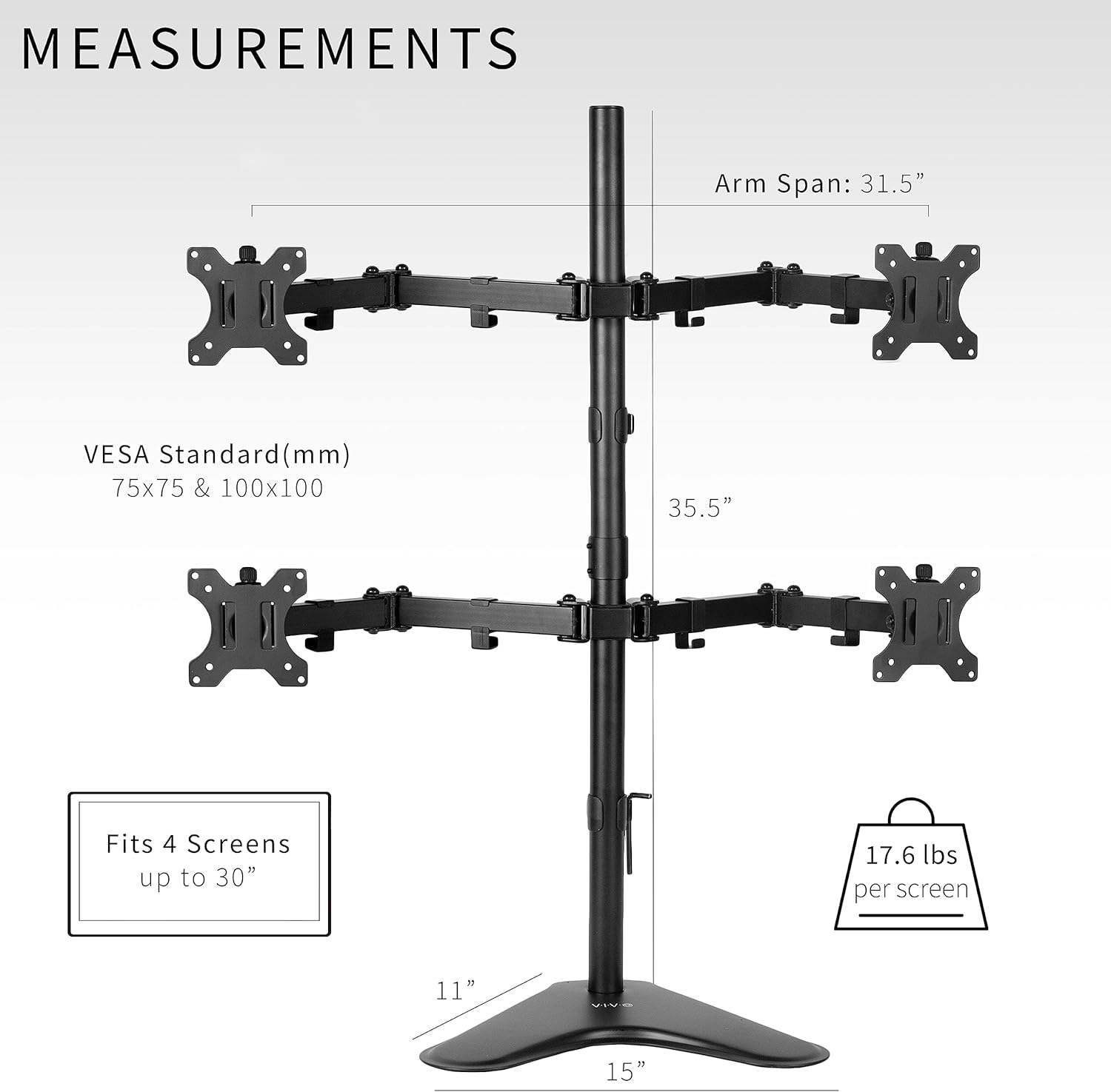 New VIVO Quad 13 to 30 inch Monitor Free-Standing Mount - photo 4