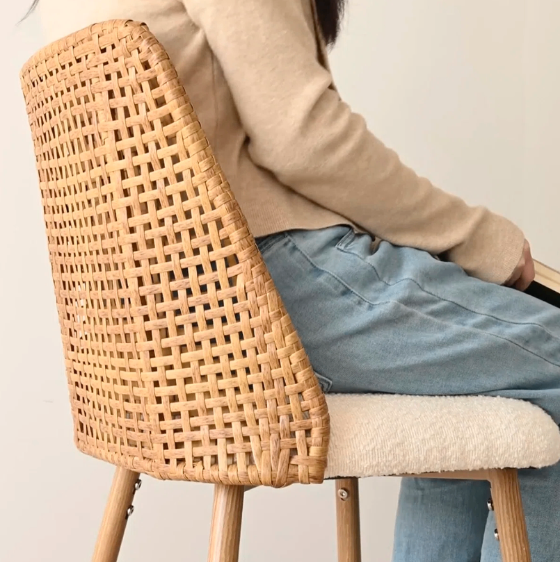 Rattan Bar Stool with Cushioned Seat - Set of 3 (New in box) - photo 4