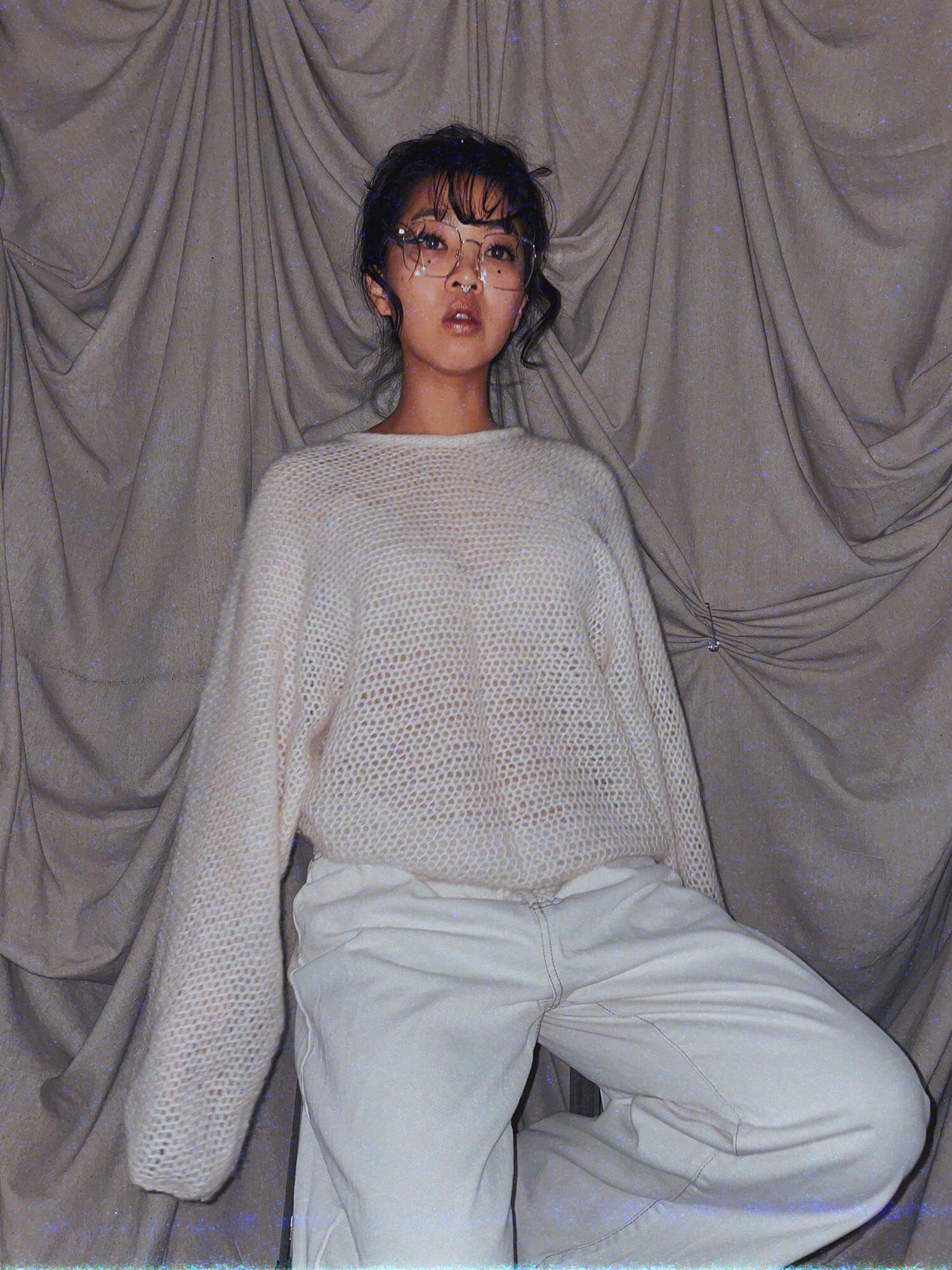 Winter Crochet Belle ★ white boxy oversized sleeve sweater top - photo 4