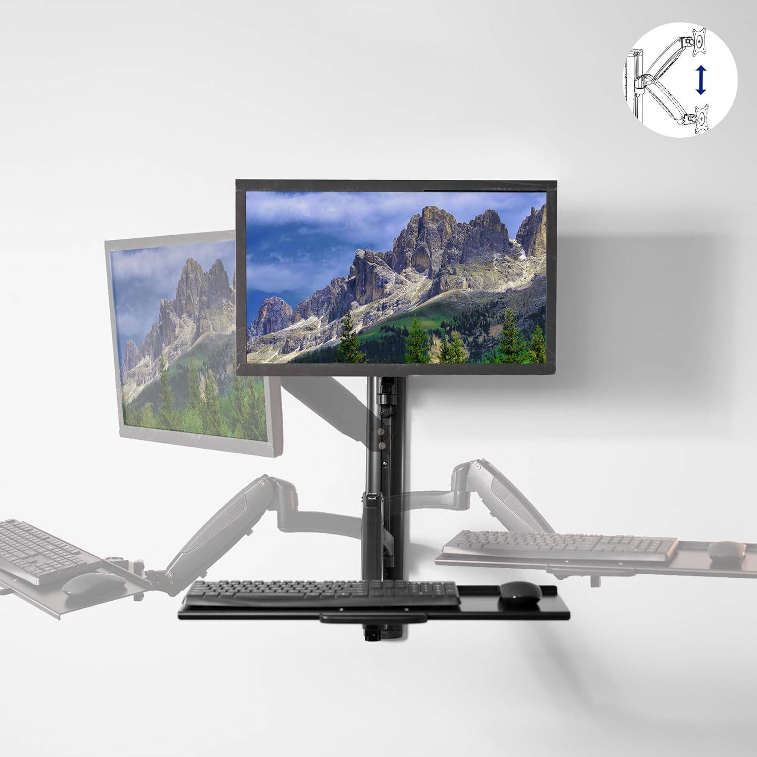 New VIVO Sit-Stand Wall Mount Monitor and Keyboard Workstation - photo 4