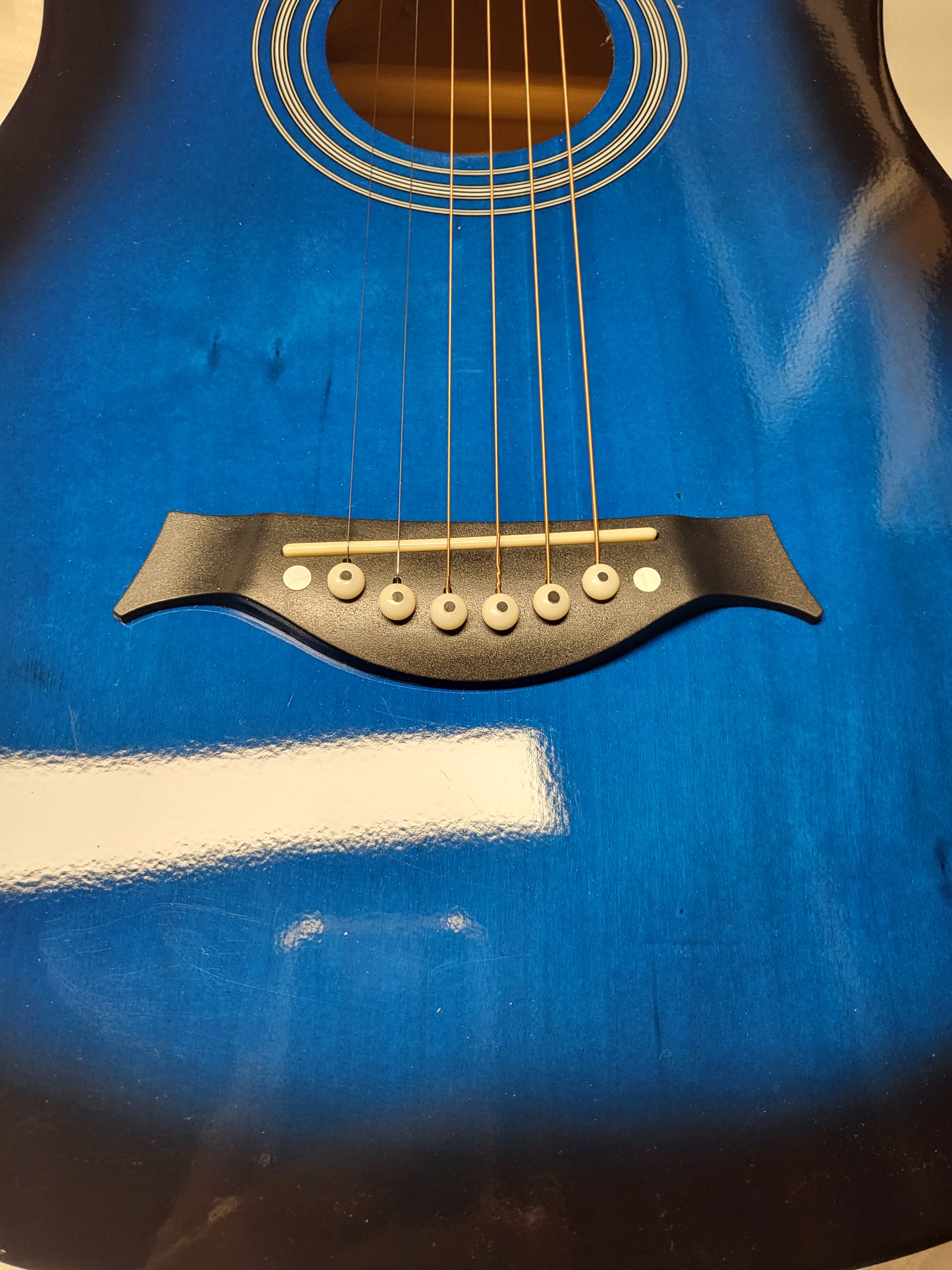 Left-Handed Acoustic Guitar 38” Blue – Minor Body Crack - photo 3