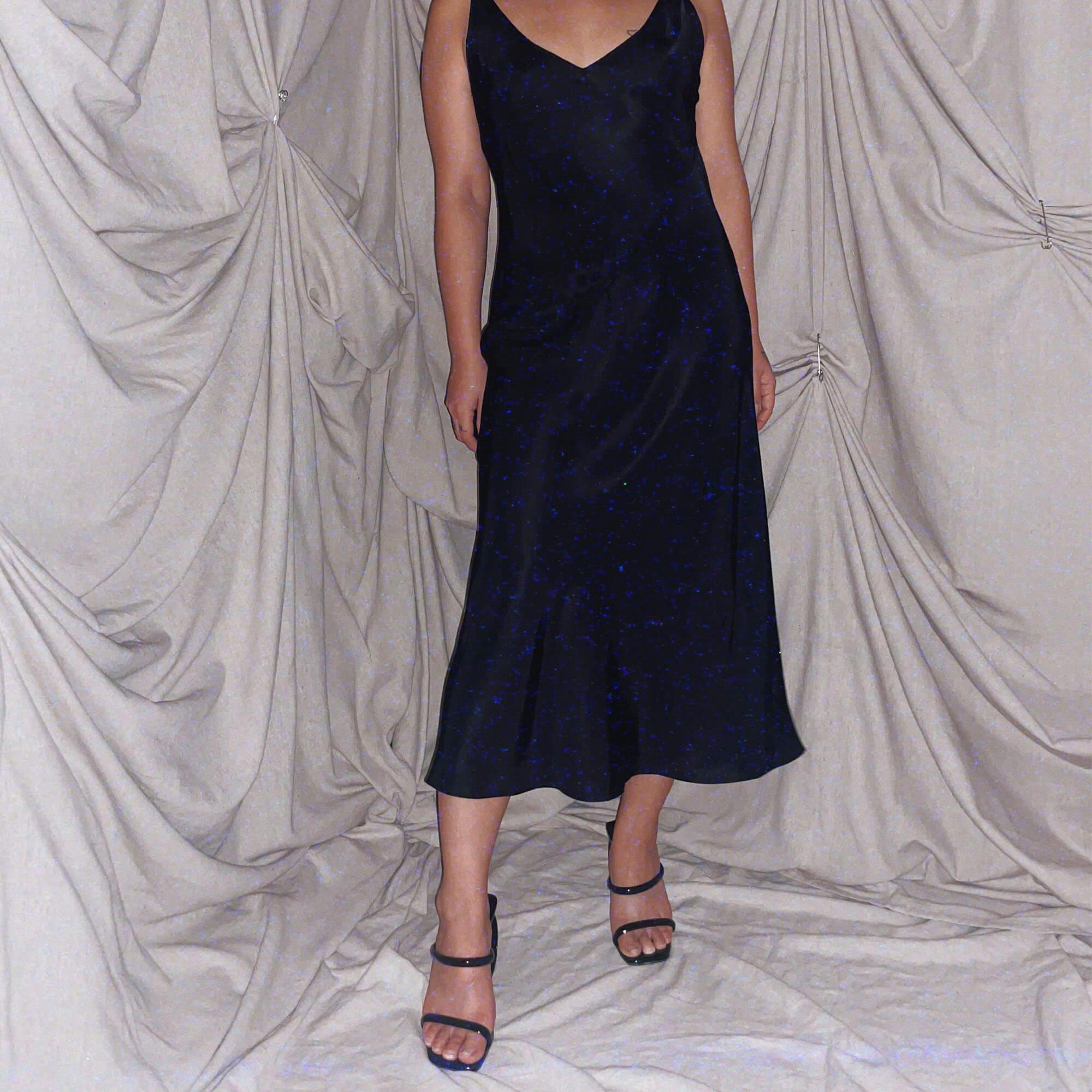Petite Slip Dress black vneck silk maxi midi