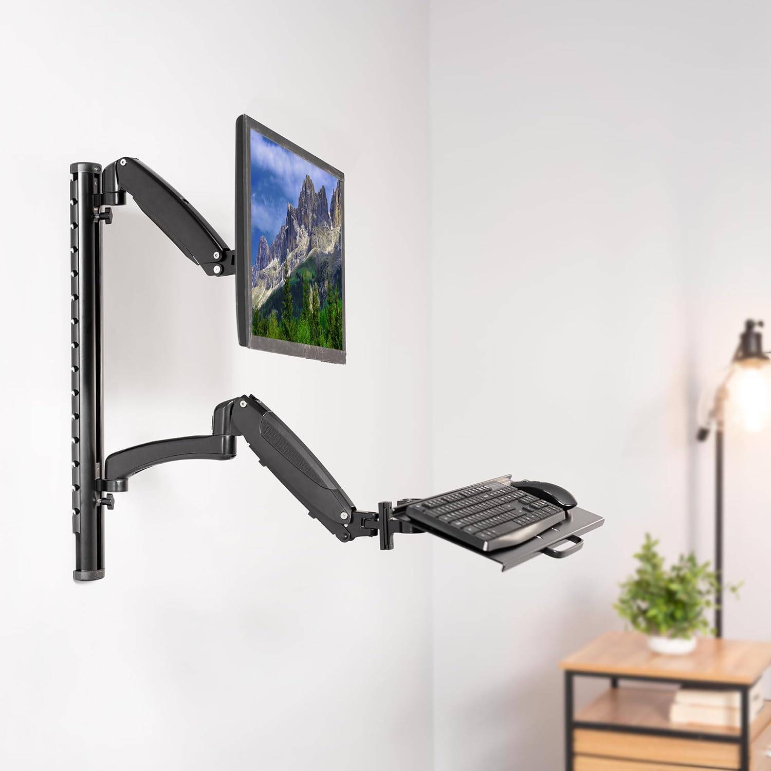 New VIVO Sit-Stand Wall Mount Monitor and Keyboard Workstation