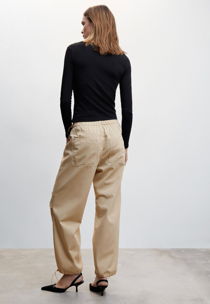 Mango Parachute Pants in Sand (Size Medium)