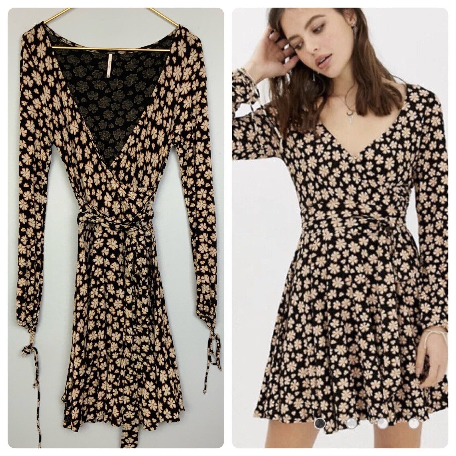 🧡 Free People XS TP S Pradera Floral Faux Wrap Midi Dress - photo 3