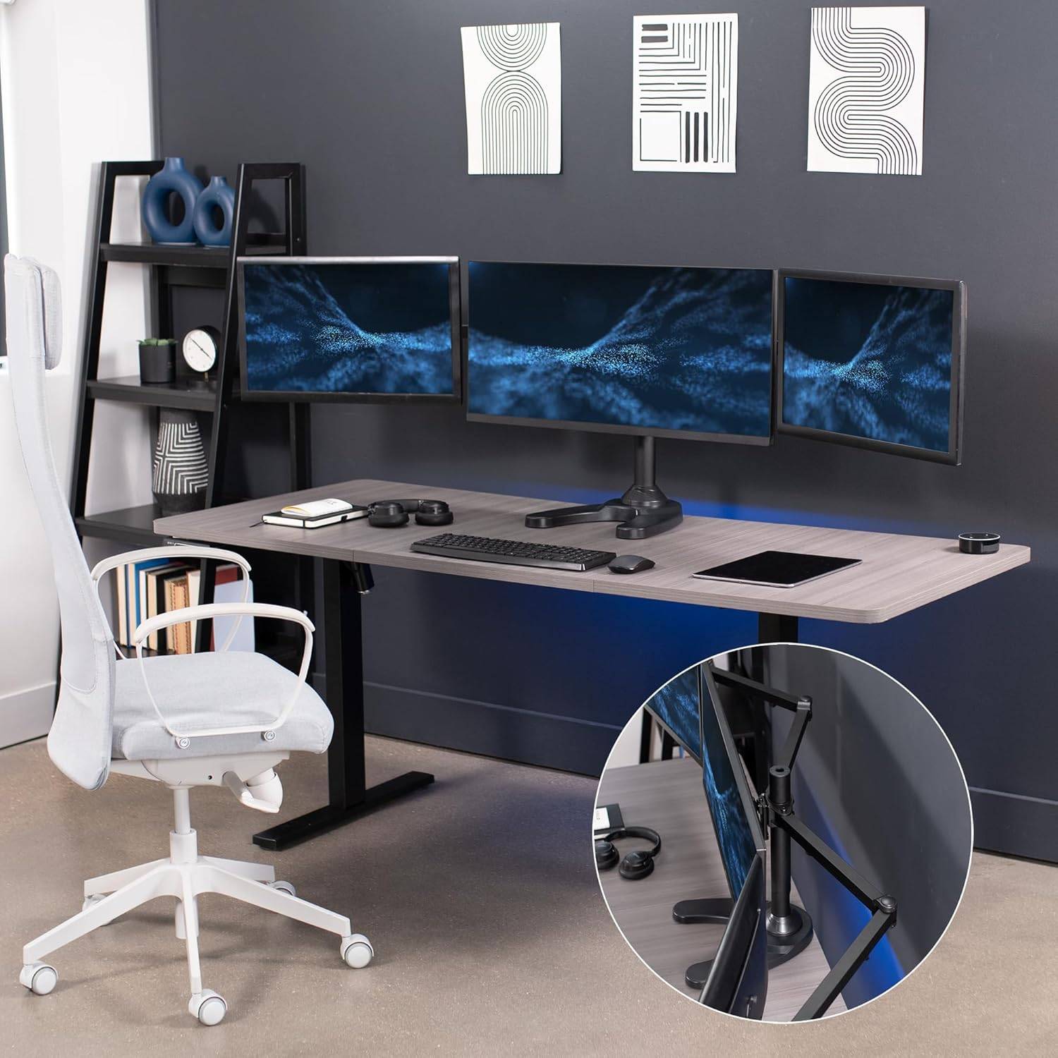 New VIVO Triple Computer Monitor Free Standing Desk Mount - photo 5