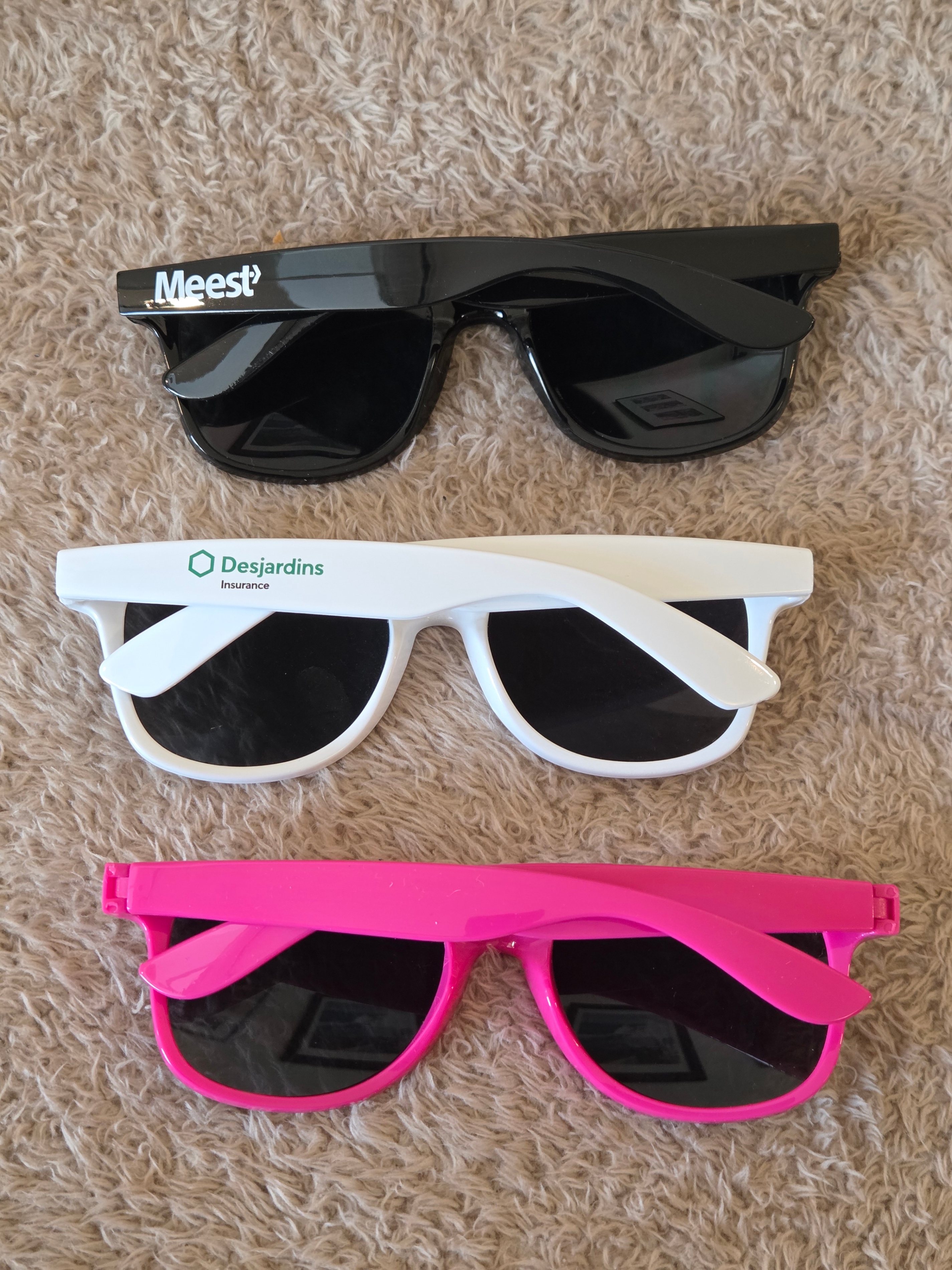 3-Pack UV400 Wayfarer Sunglasses – Black/White/Pink - photo 4