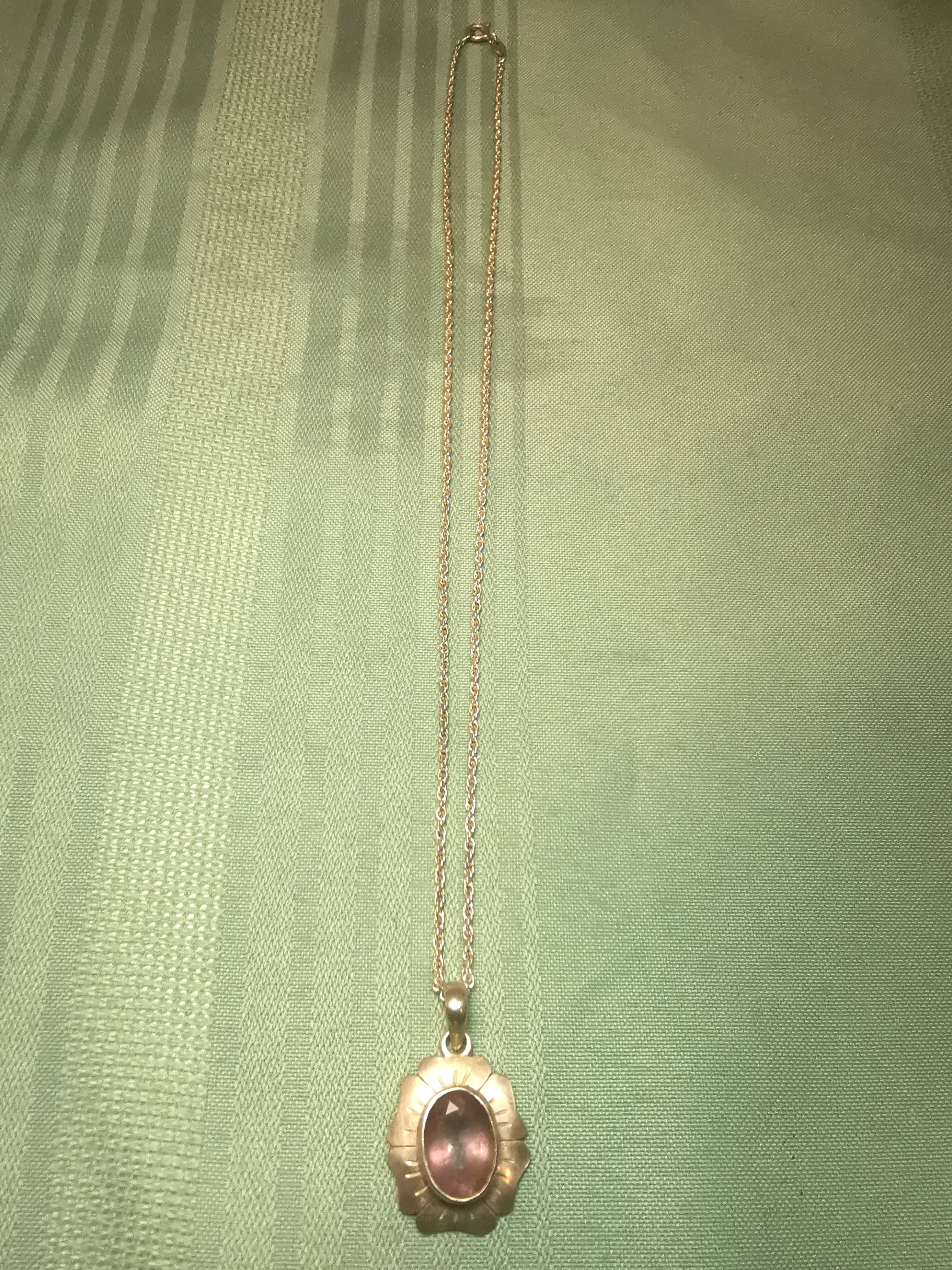 1990s Sterling Silver 925 Purple Stone Sunburst Floral Pendant - photo 4