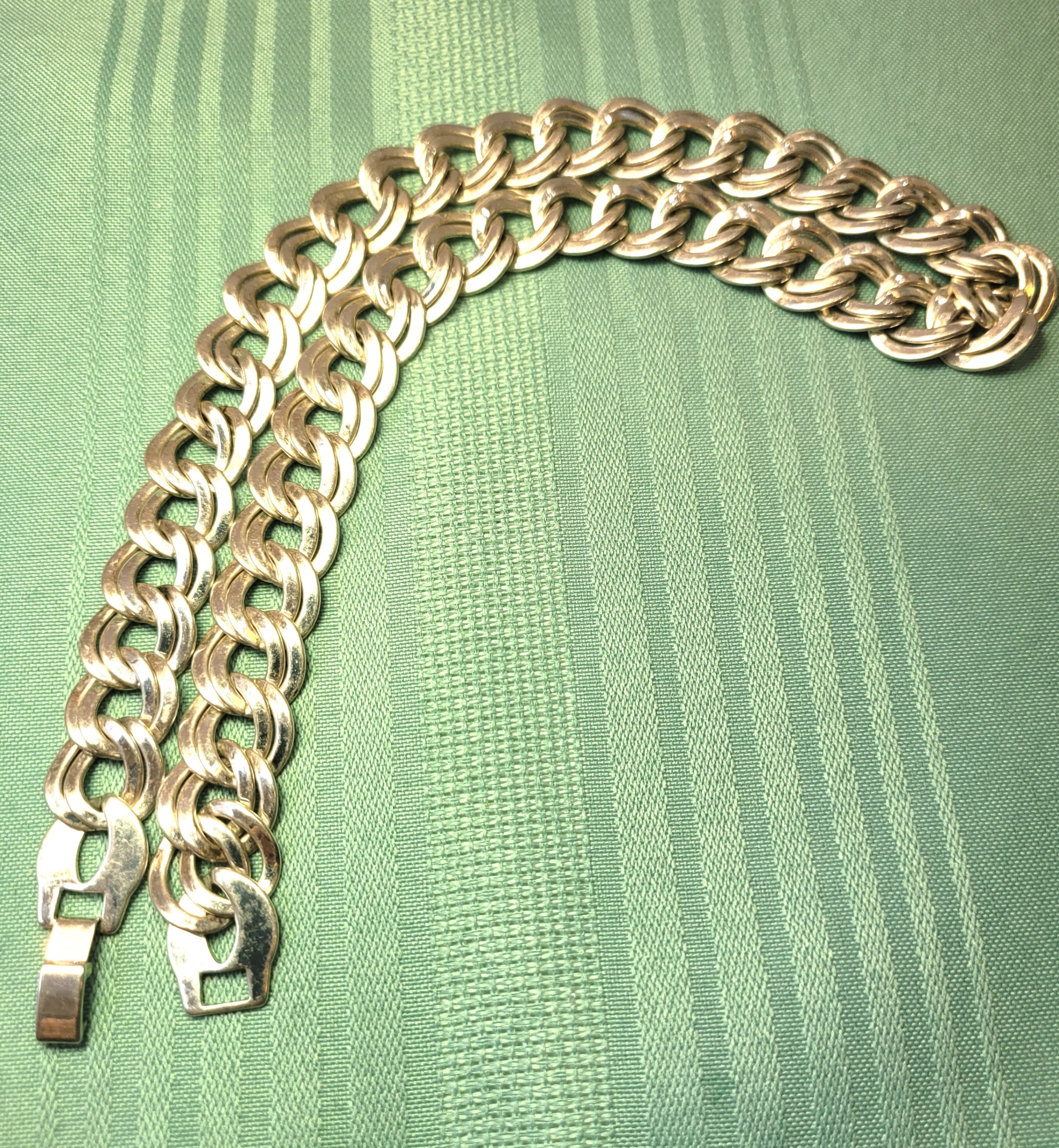 1970s Silver Tone Chunky Double Link Chain Necklace 18" Heavy - photo 3