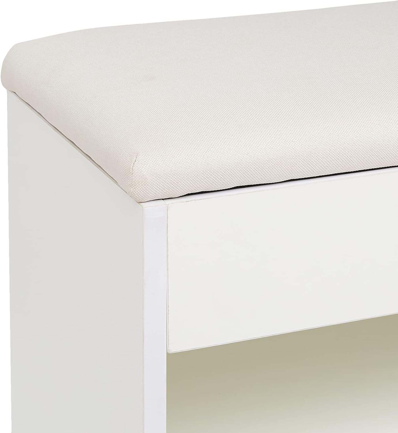 2 Tier Wooden Shoe Rack, Beige Fabric Cushion - photo 2