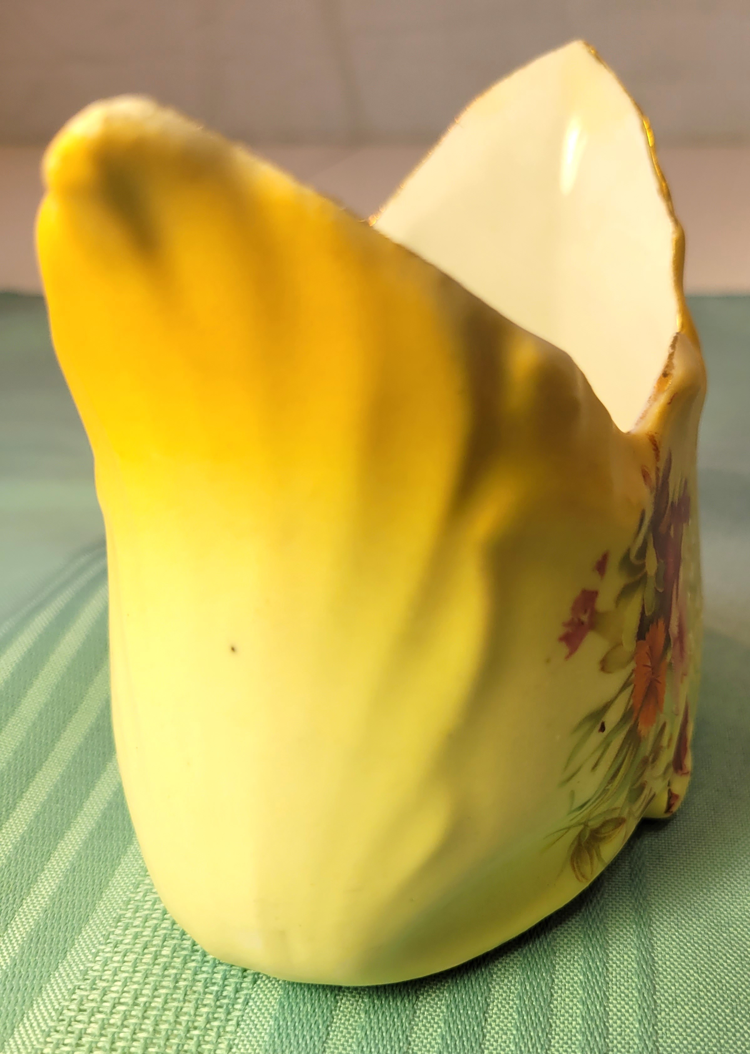 1950s Japan Hand Painted Porcelain Basket Planter Yellow Floral - photo 3