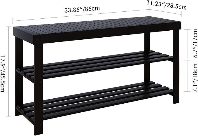 Bamboo Shoe Rack Bench, 3-Tier Shoe Shelf Organizer. - photo 2