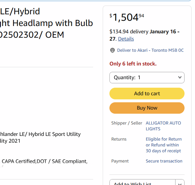 NEW TOYOTA Highlander LED 2021-2023 Headlight DRIVER SIDE - photo 5