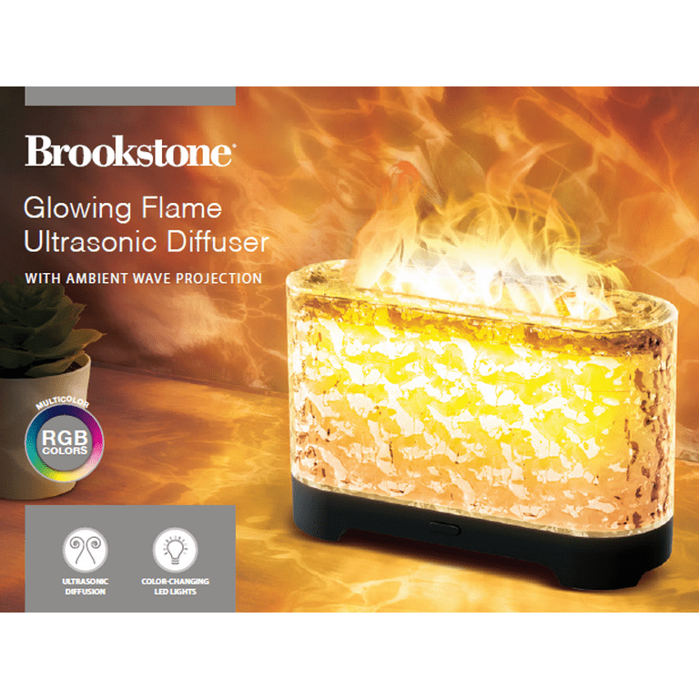 NEW Brookstone Glowing Flame Ultrasonic Diffuser
