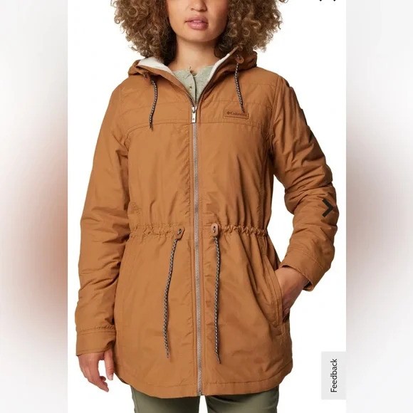 🧥 COLUMBIA Chatfield Hill Jacket (M) Tan Parka Sherpa Lined EUC