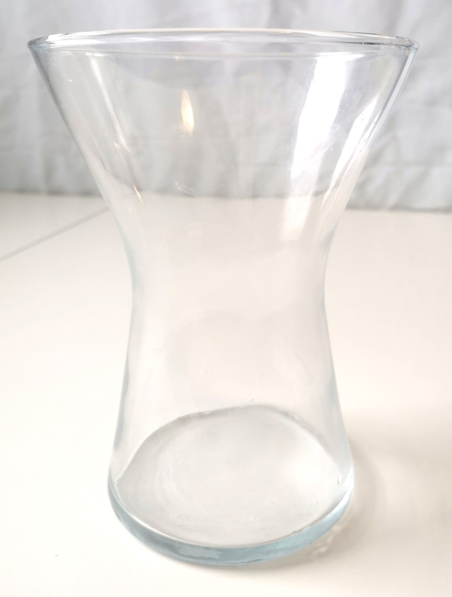 Vintage Clear Glass Hourglass Vase - 7.5" Tall Belly Shape - photo 2