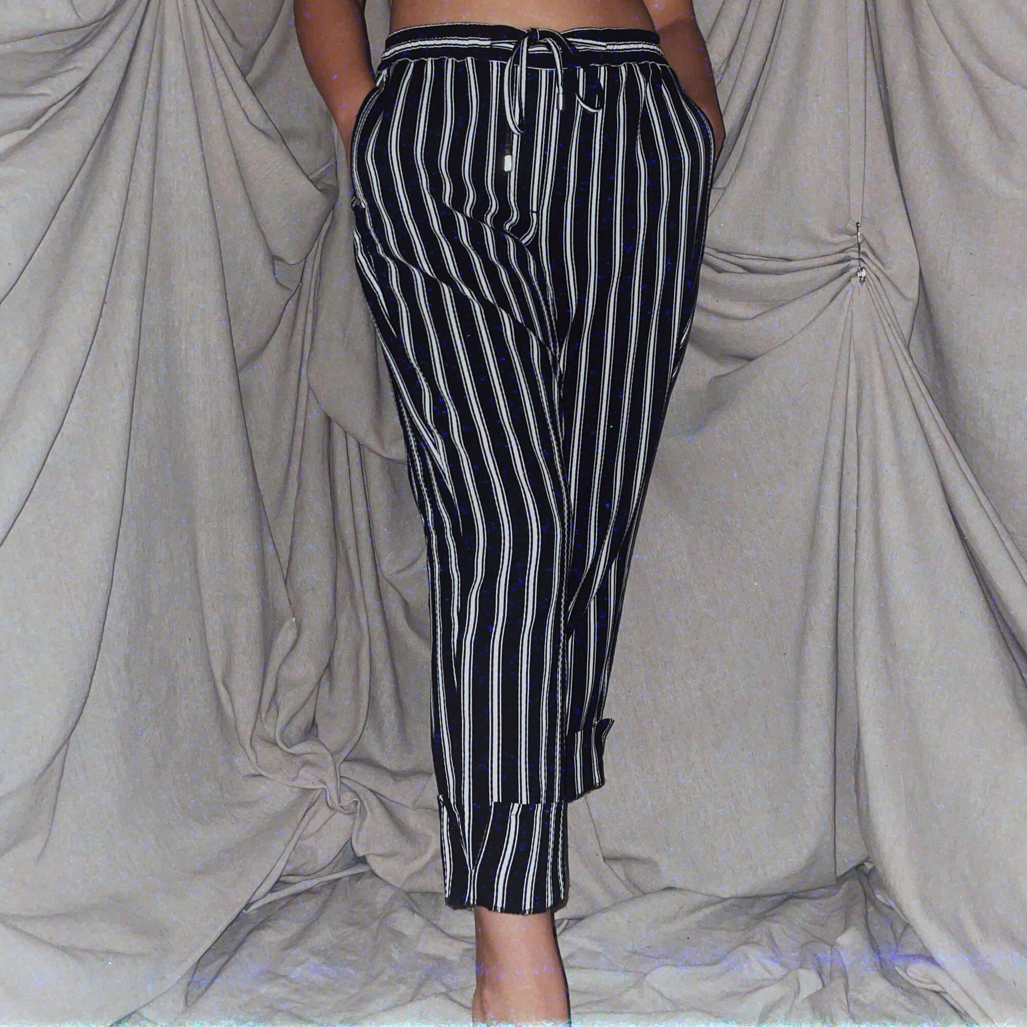 Black and White Stripe Jogger Pants