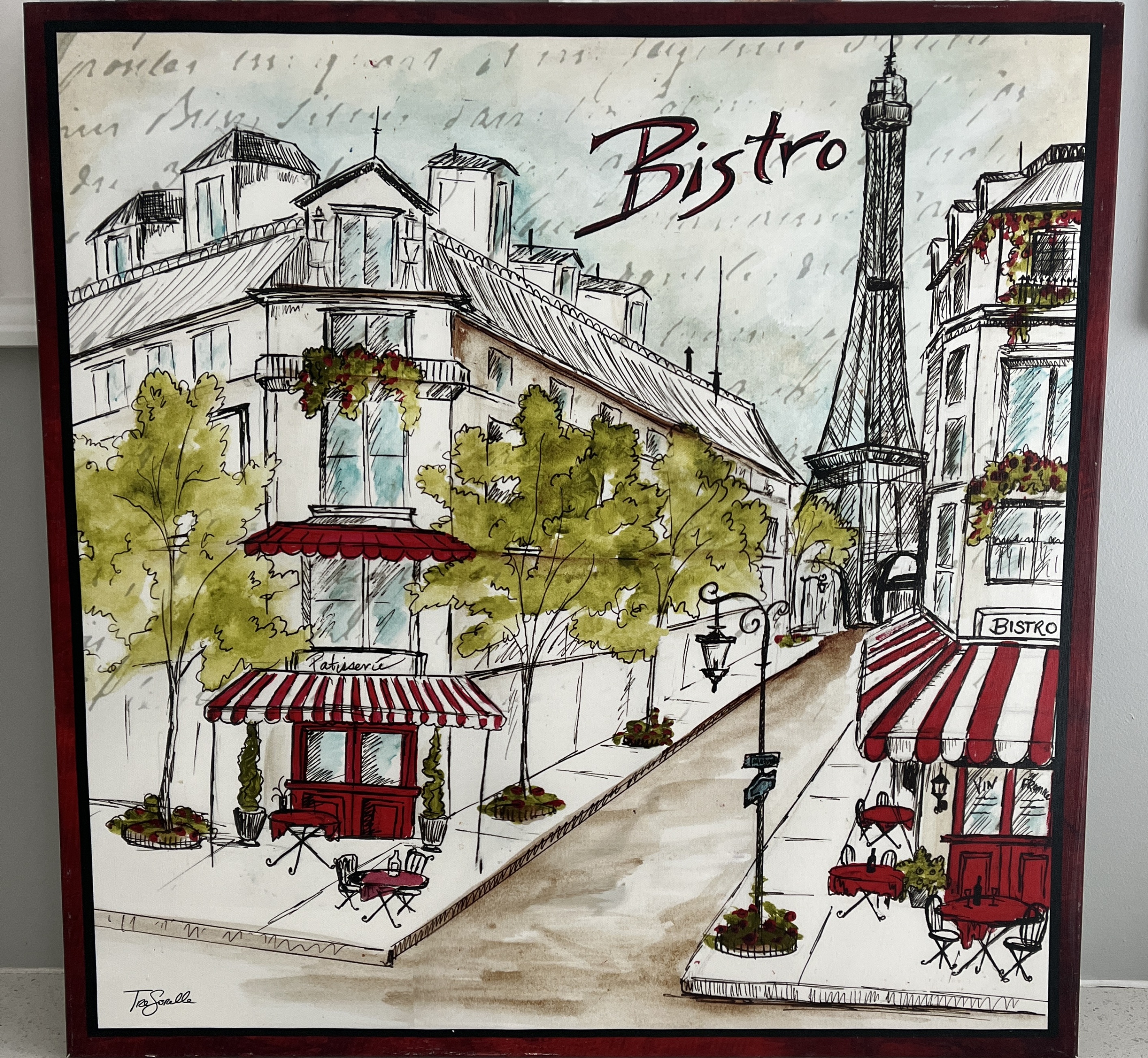 Bistro Paris Scene Wall Art 30x30 inches