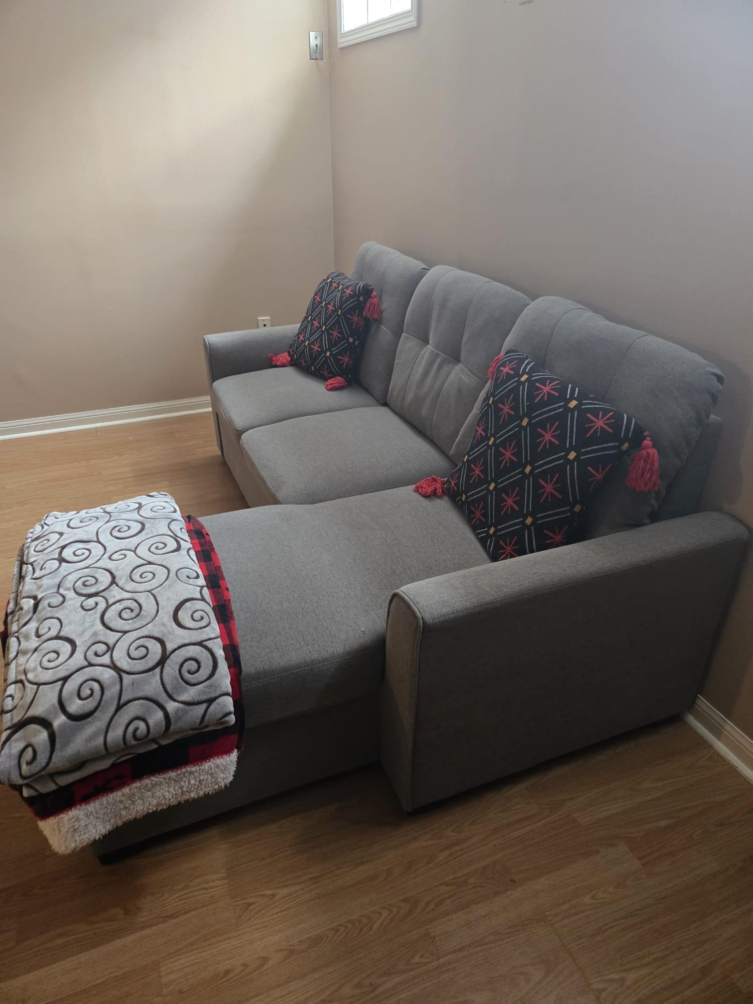 Grey Sectional Sofa with Pull-Out Bed - photo 3